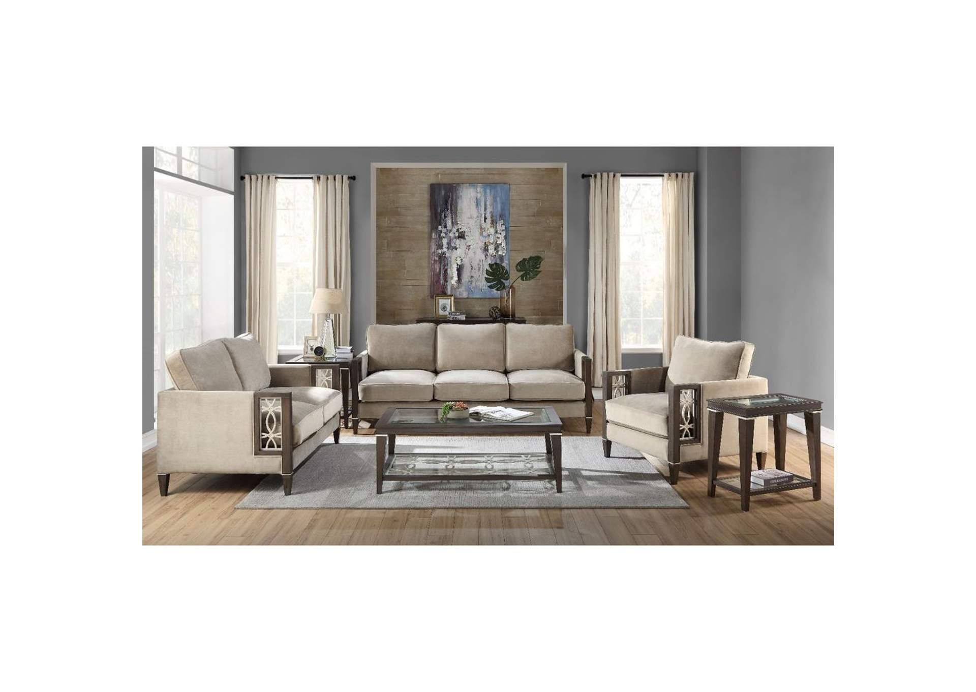 Peregrine Sofa, Velvet and Walnut image 1