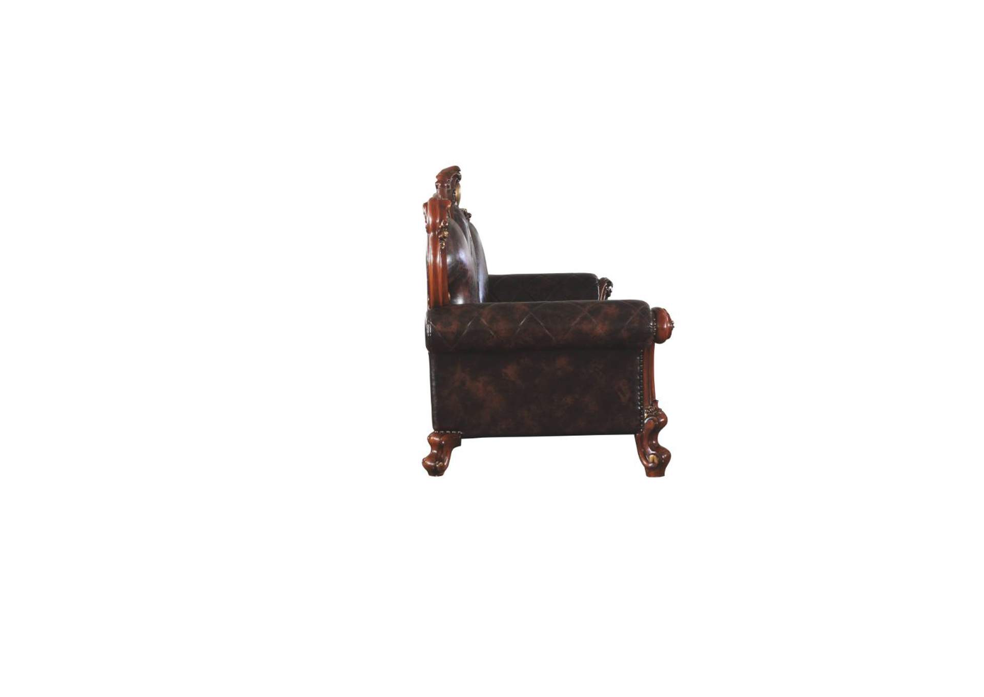 Picardy Oversized Sofa with 5 Pillows - 58220 - Traditional, Vintage - Fabric, Frame: Wood - Solid+Ply, Poly-Resin - Fiberglass - Vintage Cherry Oak and Pu image 4
