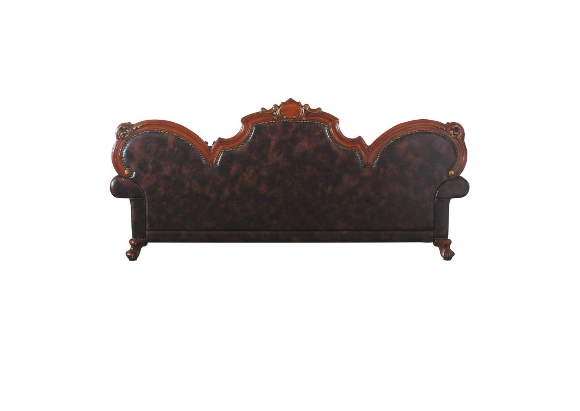 Picardy Oversized Sofa with 5 Pillows - 58220 - Traditional, Vintage - Fabric, Frame: Wood - Solid+Ply, Poly-Resin - Fiberglass - Vintage Cherry Oak and Pu image 5