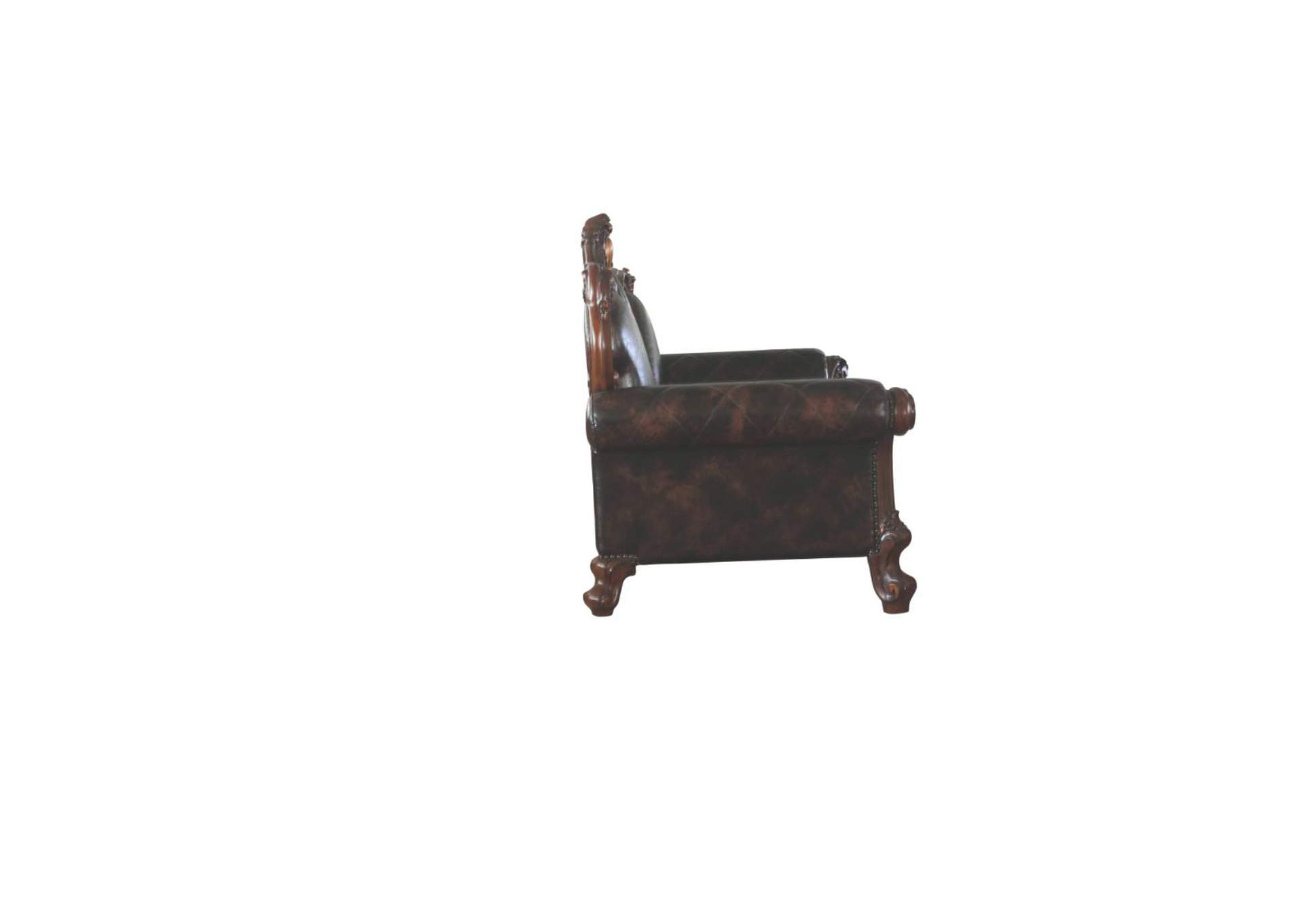 Picardy Sofa with 3 Pillows - 58221 - Traditional, Vintage - Fabric, Frame: Wood - Solid+Ply, Poly-Resin - Fiberglass - Vintage Cherry Oak and Pu image 4