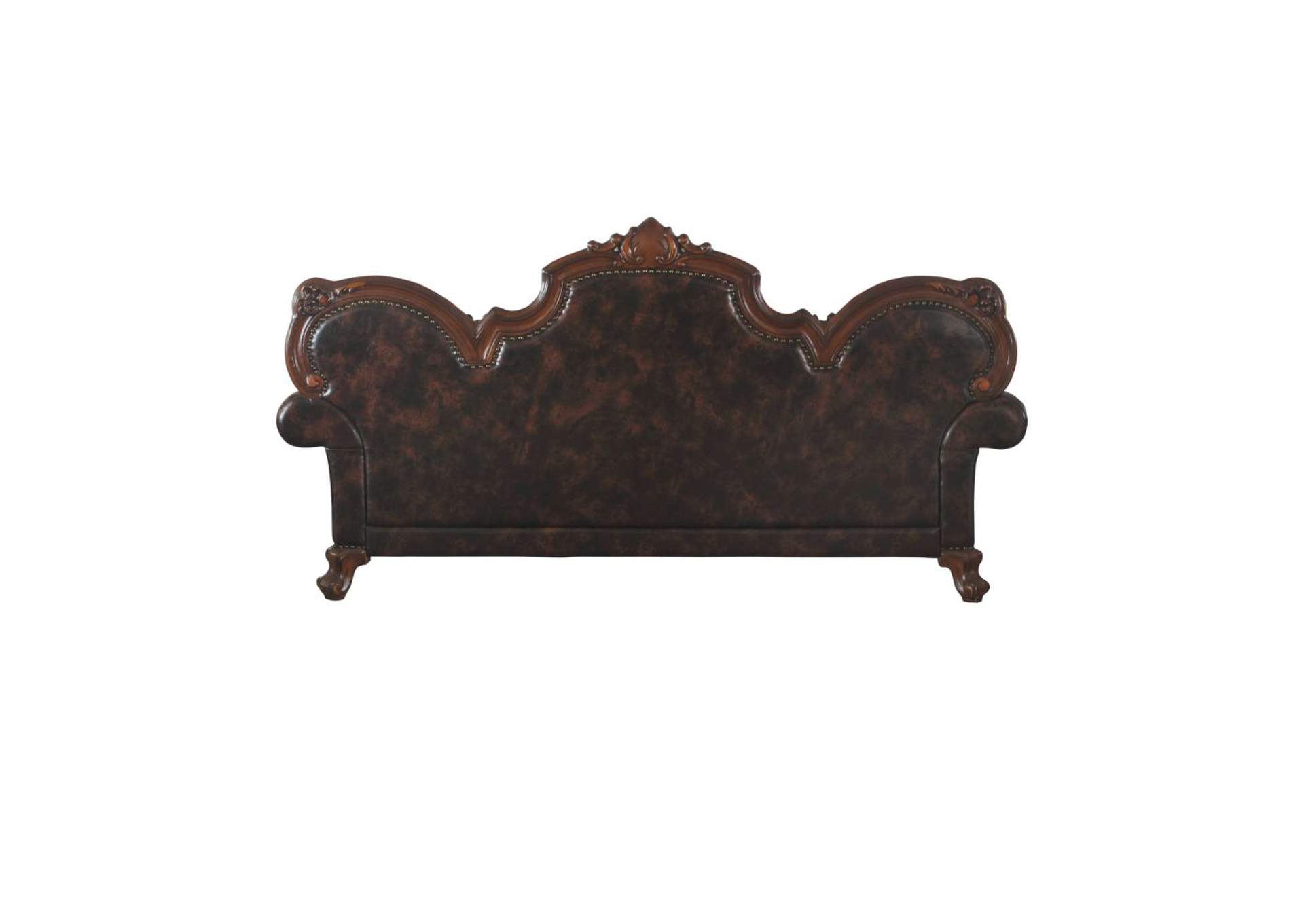 Picardy Sofa with 3 Pillows - 58221 - Traditional, Vintage - Fabric, Frame: Wood - Solid+Ply, Poly-Resin - Fiberglass - Vintage Cherry Oak and Pu image 5