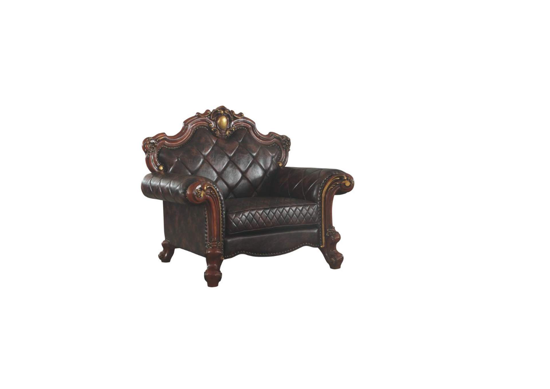 Picardy Chair with 1 Pillow - 58222 - Traditional, Vintage - Fabric, Frame: Wood - Solid+Ply, Poly-Resin - Fiberglass - Vintage Cherry Oak and Pu image 1