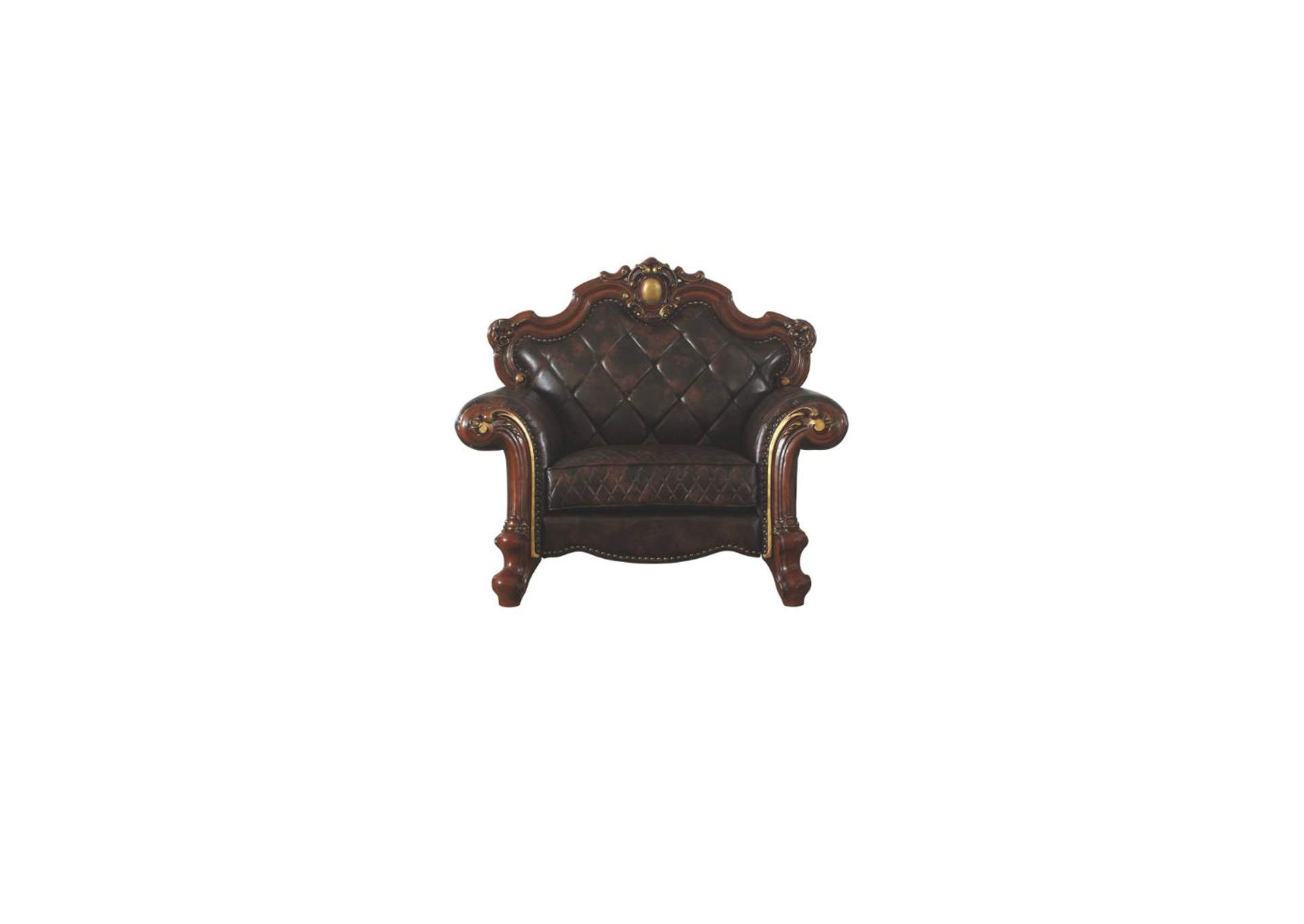 Picardy Chair with 1 Pillow - 58222 - Traditional, Vintage - Fabric, Frame: Wood - Solid+Ply, Poly-Resin - Fiberglass - Vintage Cherry Oak and Pu image 3