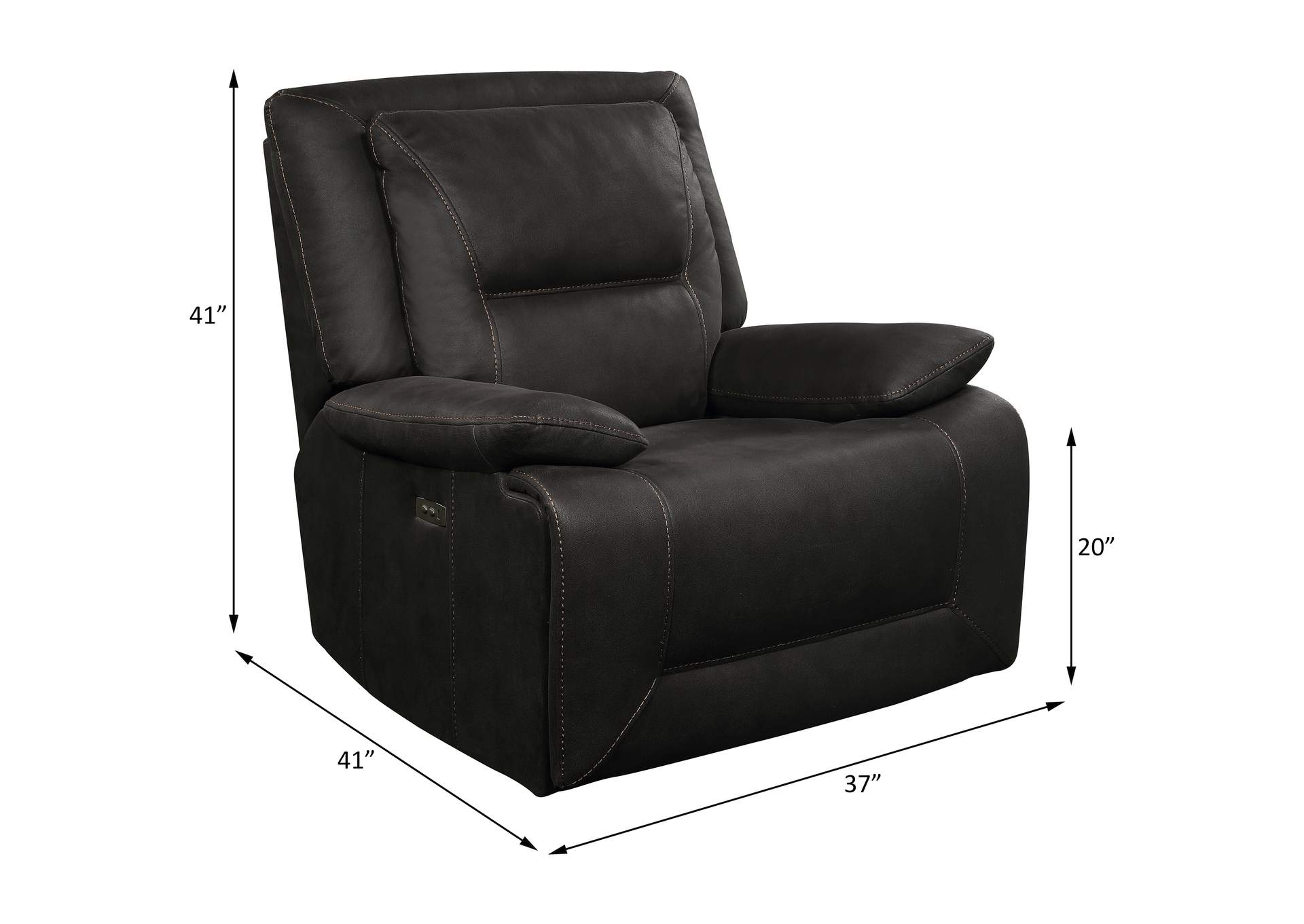 Neely Recliner - Power Motion, Charcoal Fabric image 3