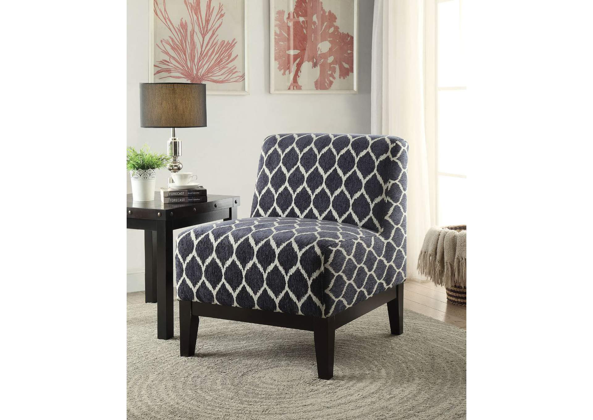 Hinte Accent Chair, Dark Blue Chenille image 1
