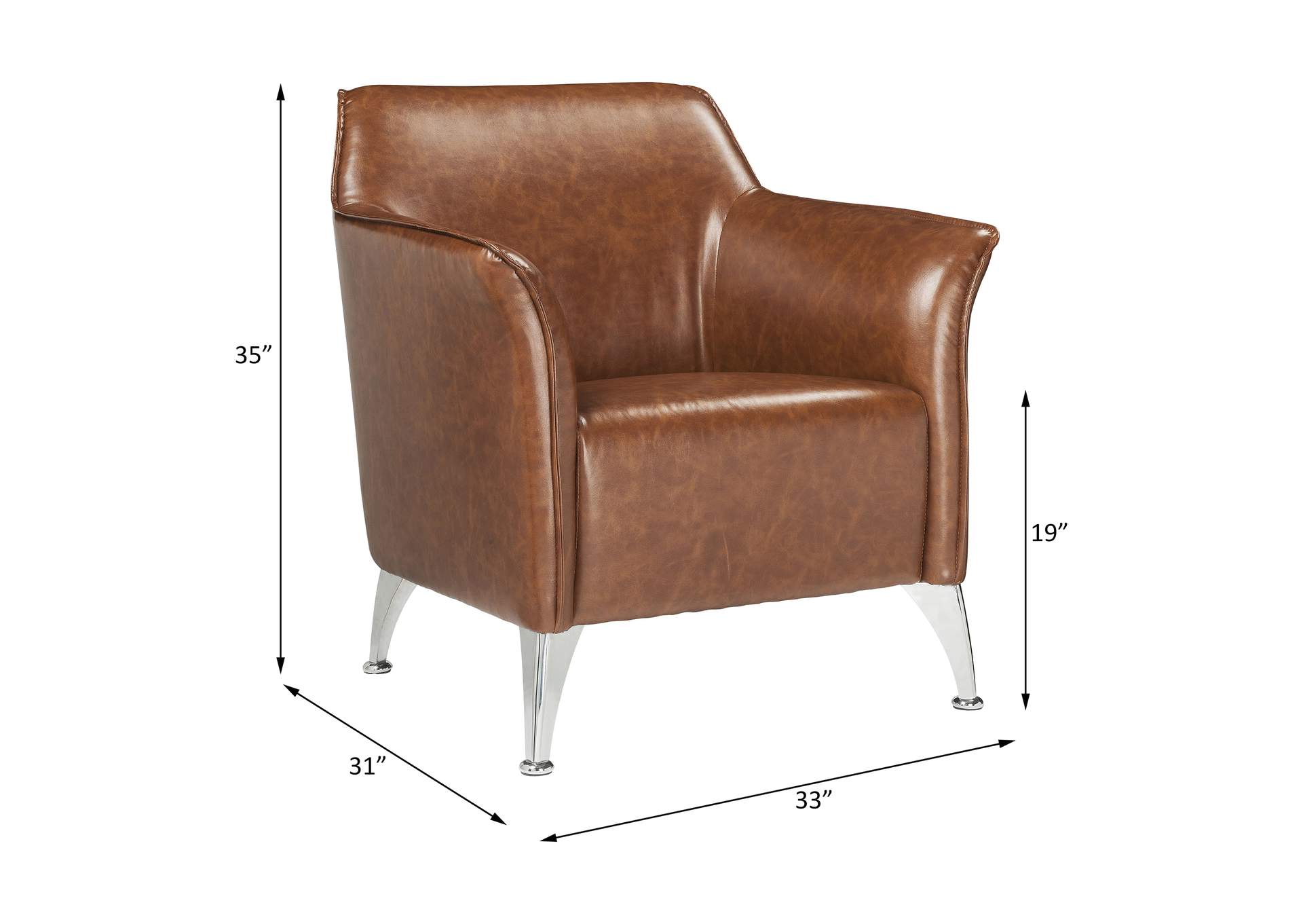 Teague Accent Chair, Brown Pu image 3