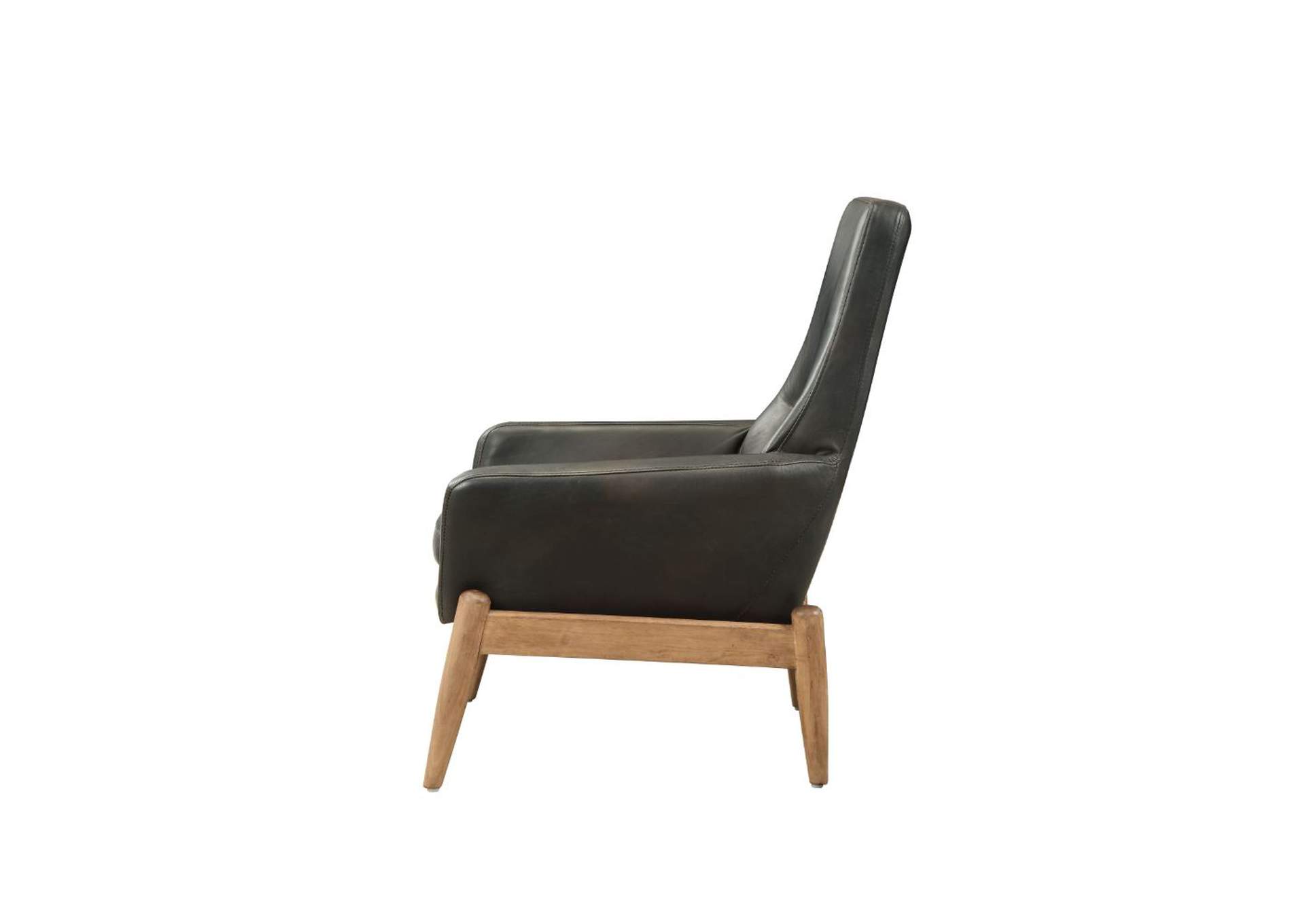 Dolphin Accent Chair, Black Top Grain Leather