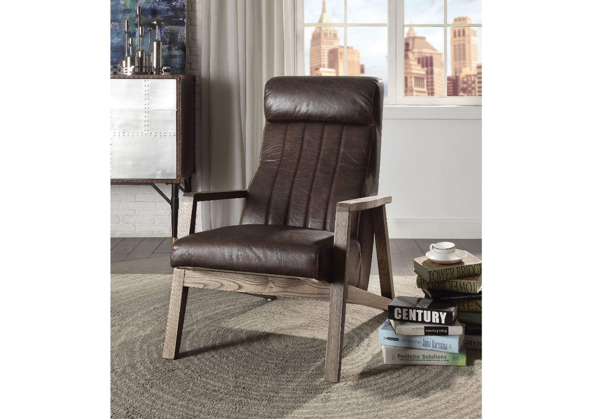 Emint Accent Chair, Distress Chocolate Top Grain Leather image 3