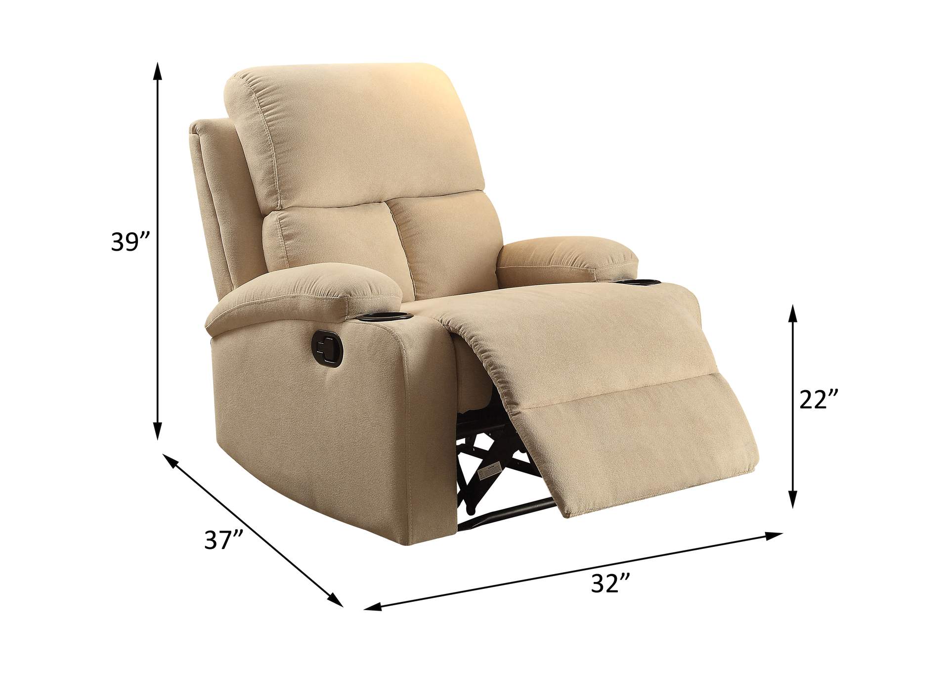 Rosia Recliner, Beige Velvet image 7