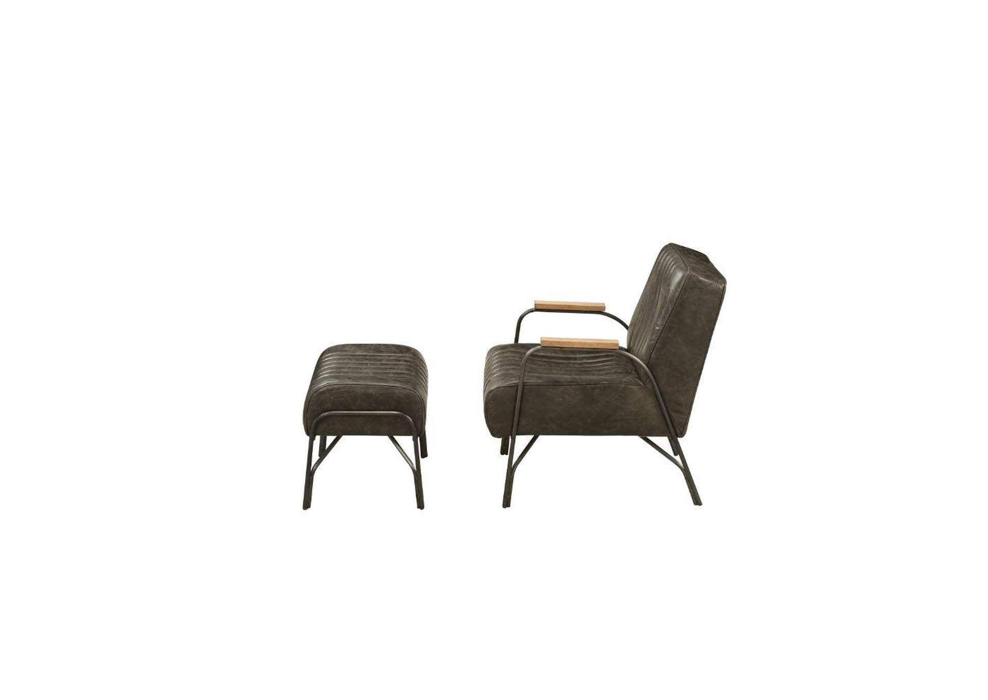 Sarahi 2 Pieces Pack Chair and Ottoman, Distress Espresso Top Grain Leather image 5