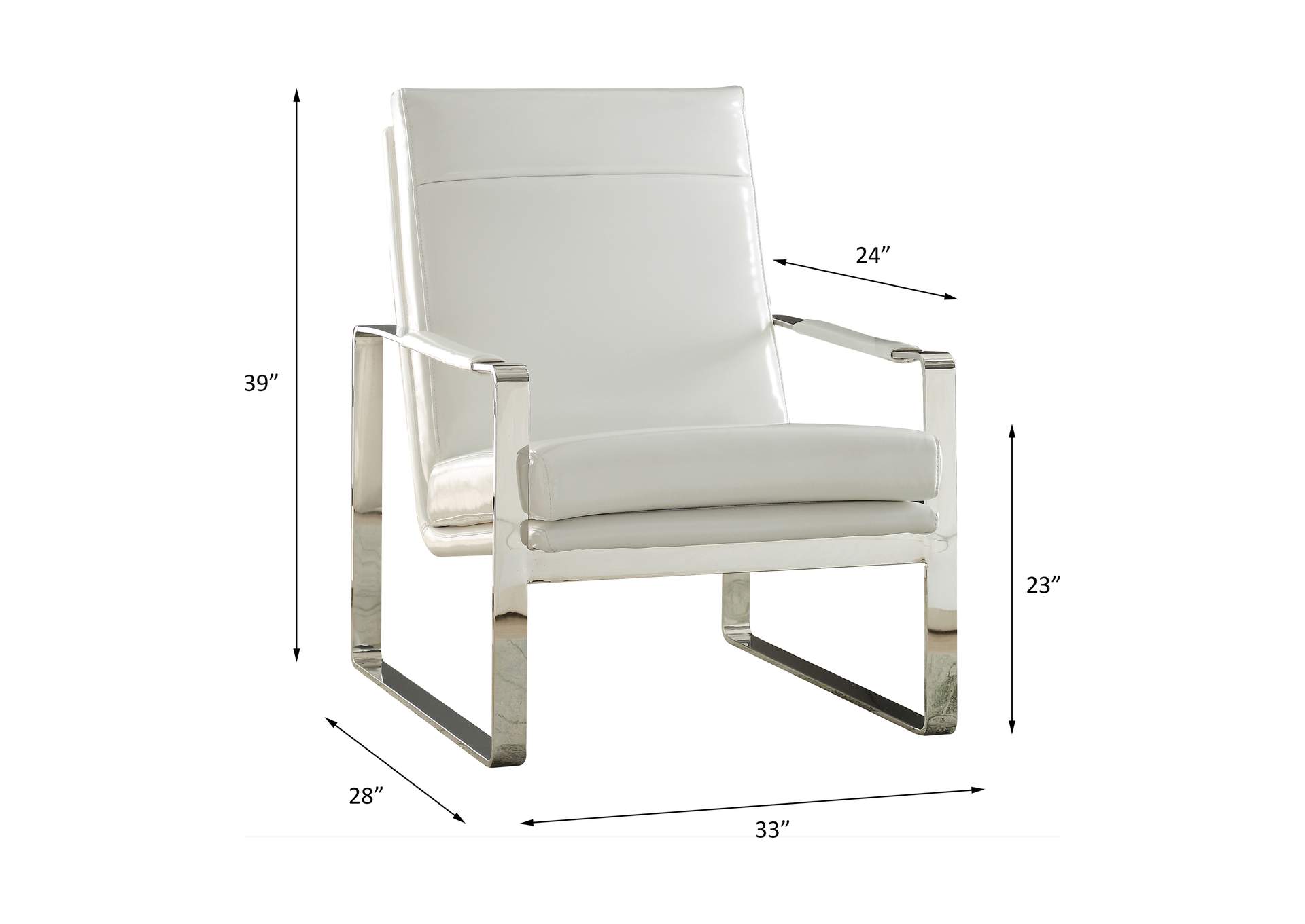 Rafael Accent Chair, White Pu and Stainless Steel image 3