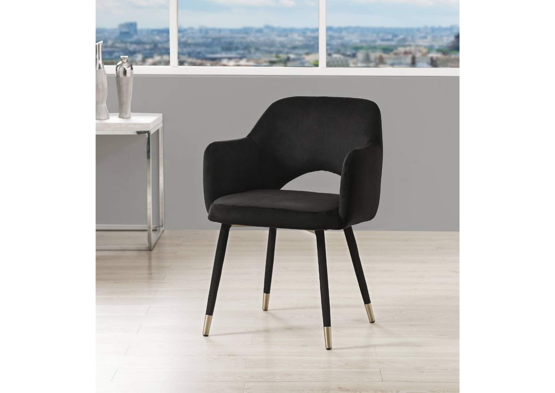 Applewood Accent Chair - 59854 - Contemporary - Velvet, Frame: Wood -, Foam, Metal Leg - Black Velvet and Gold