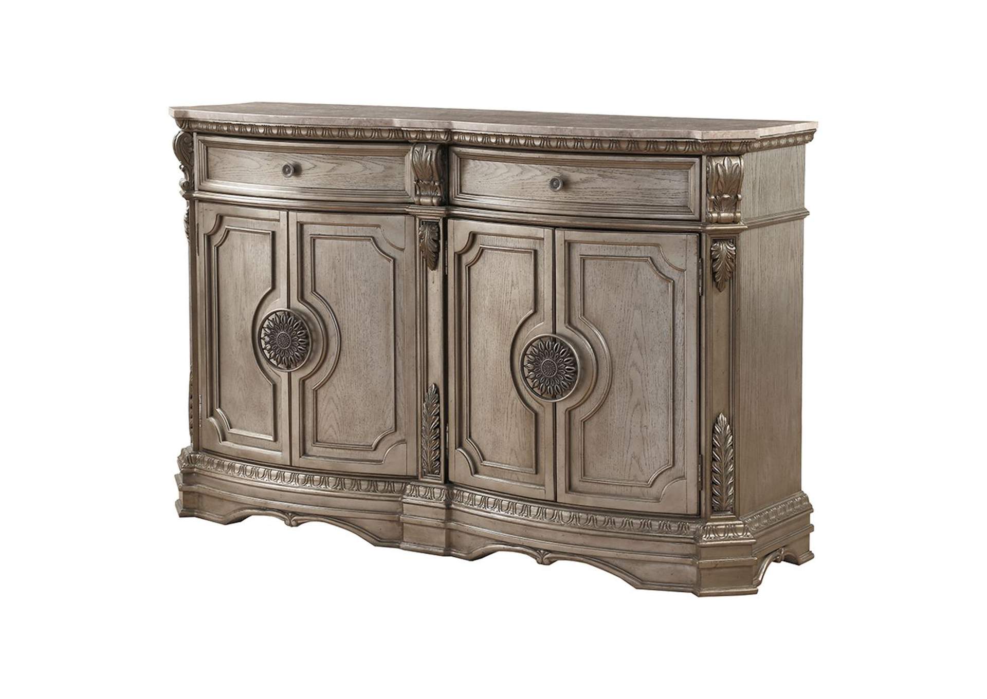 Northville Server with Wood Top, Antique Silver image 1