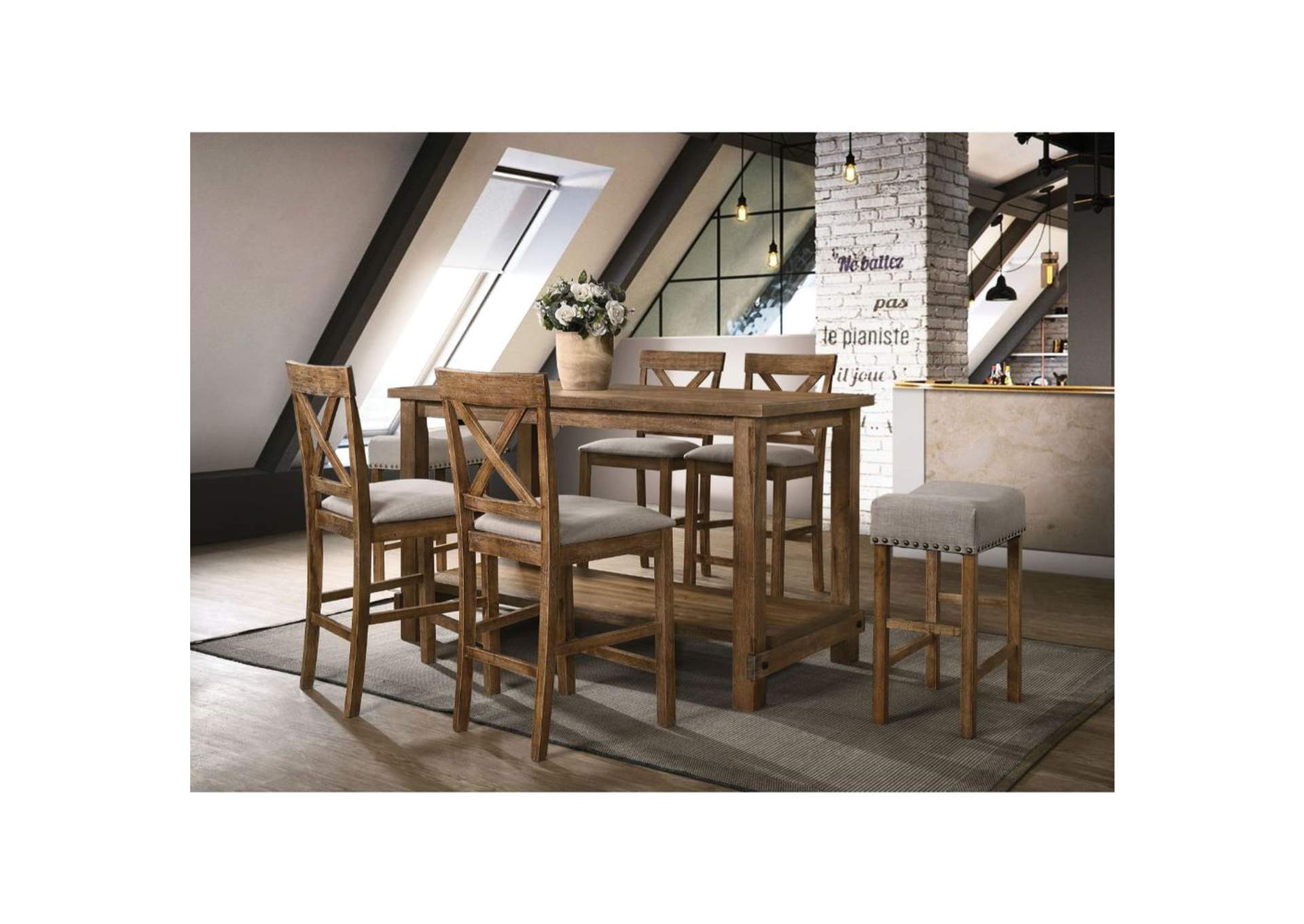 Martha Ii Counter Height Table, Weathered Oak image 1