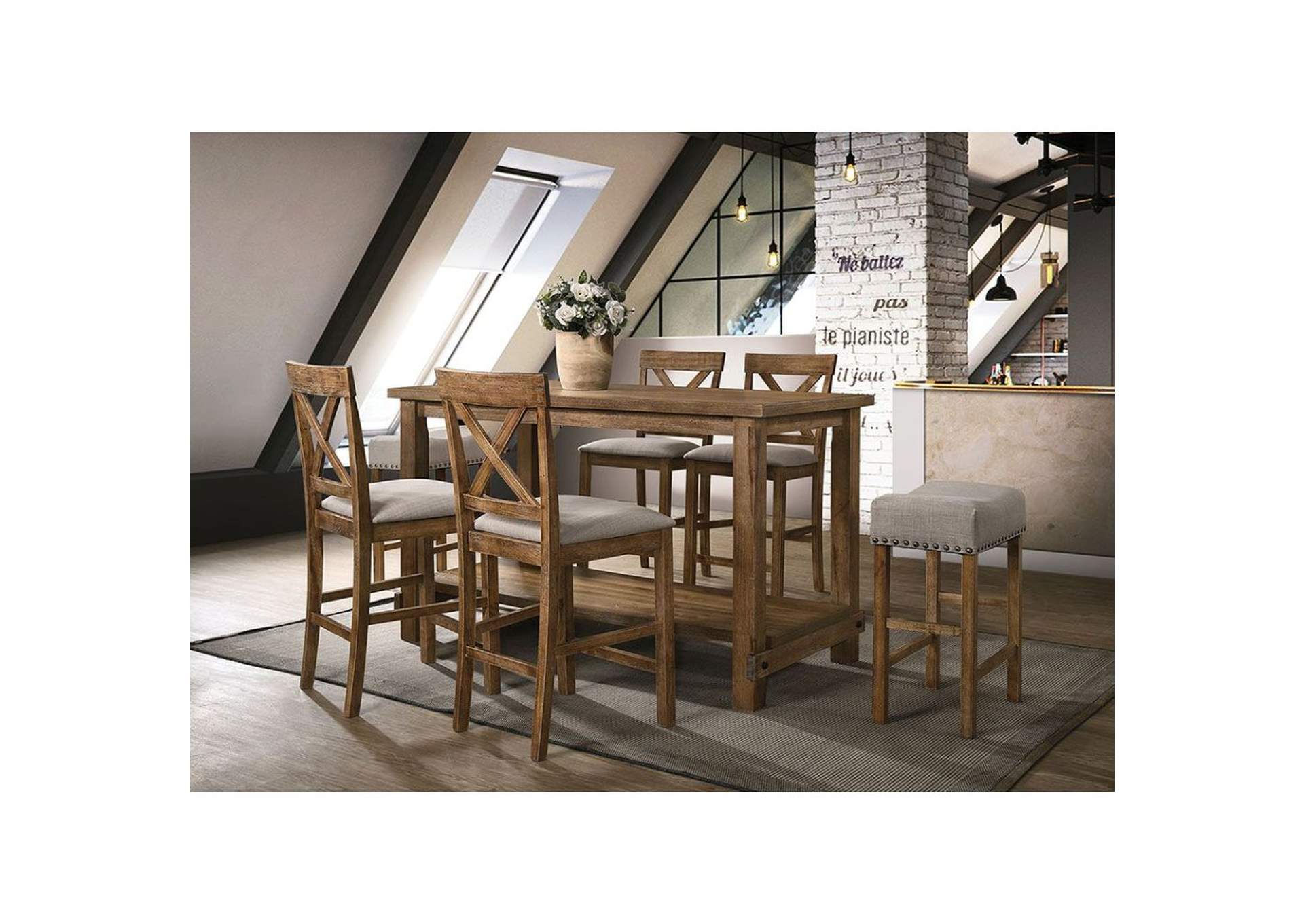 Martha Ii Counter Height Table, Weathered Oak image 3
