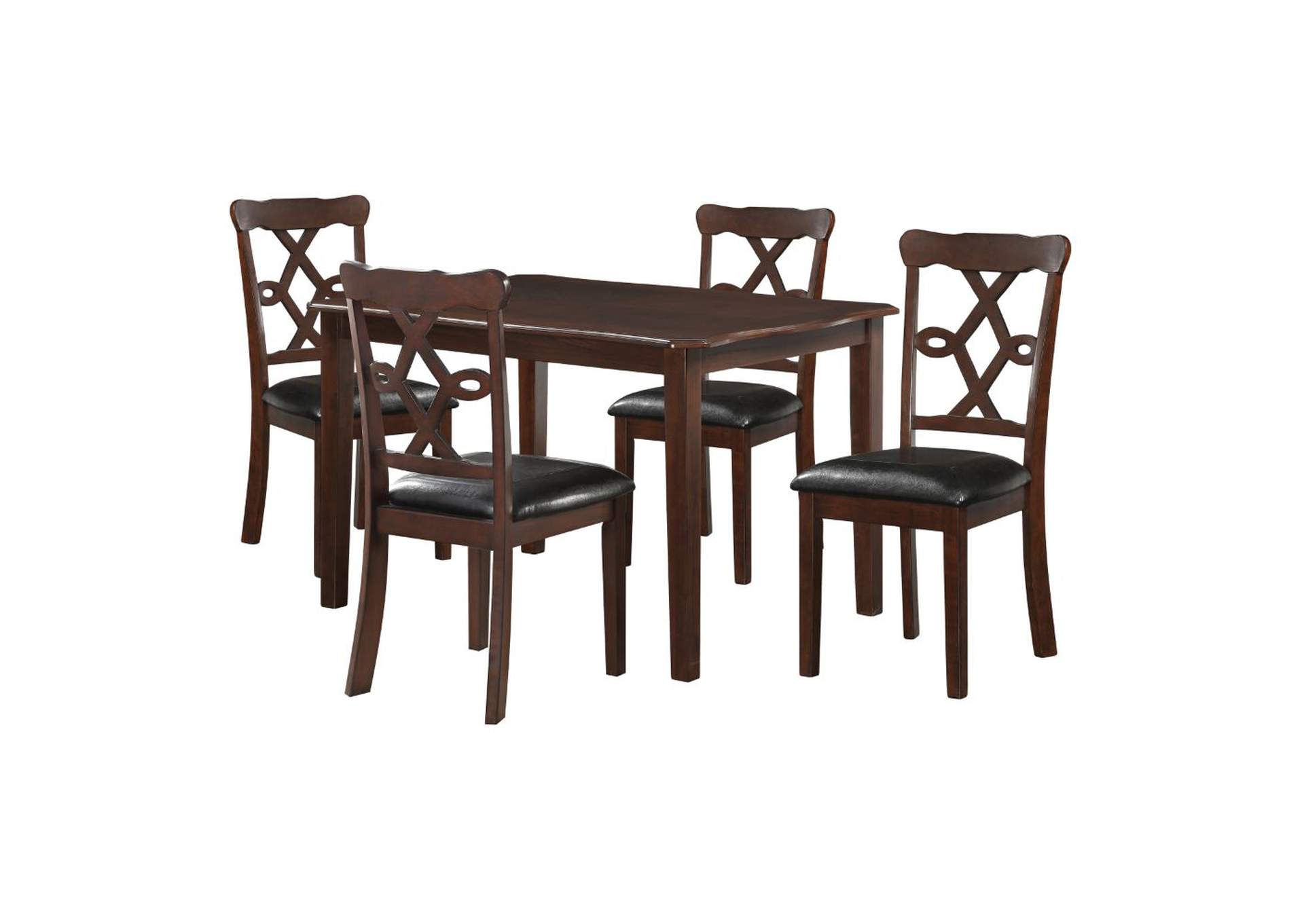 Ingeborg 5 Pieces Pack Dining Set, Black Pu and Espresso image 1