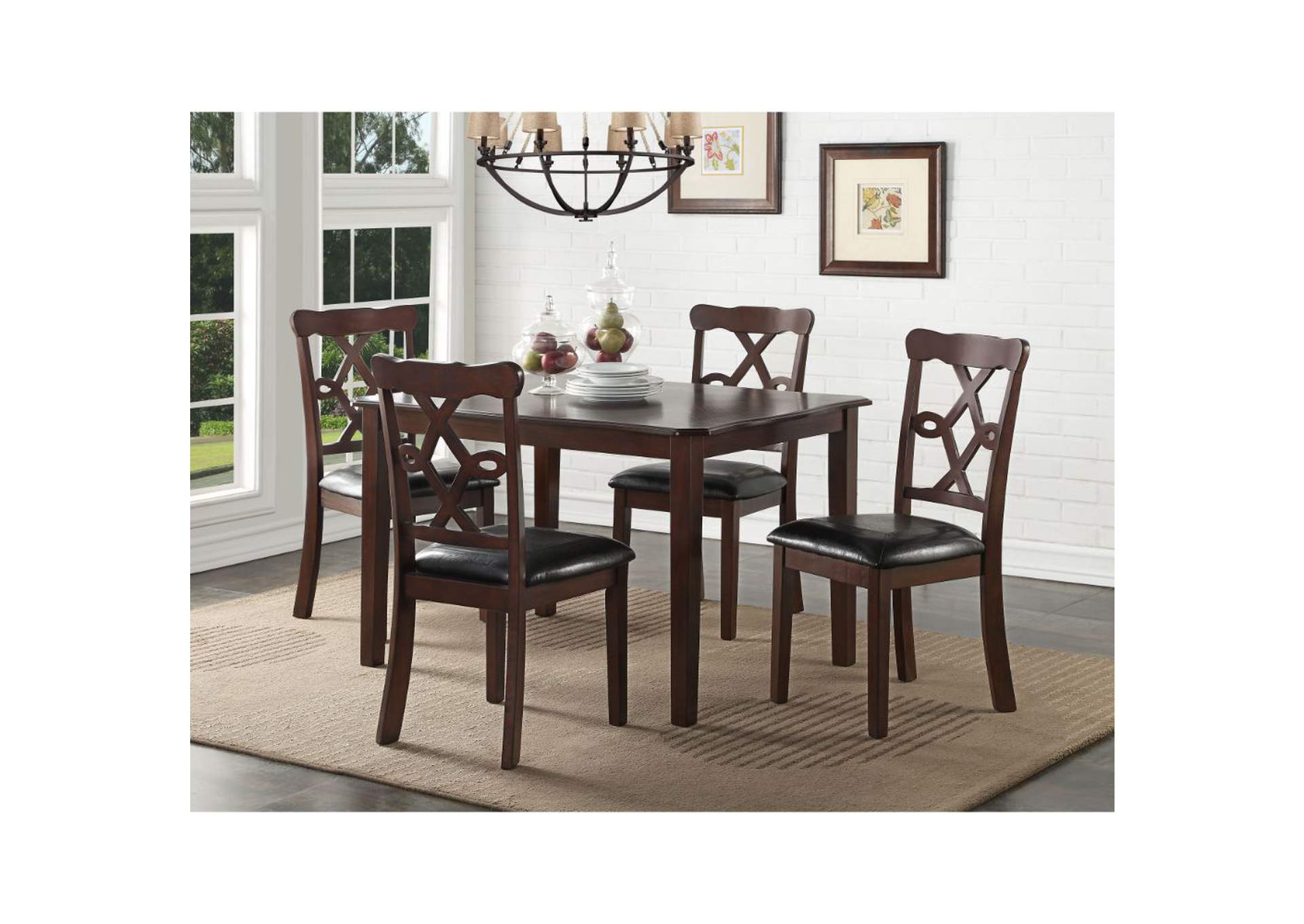 Ingeborg 5 Pieces Pack Dining Set, Black Pu and Espresso image 3