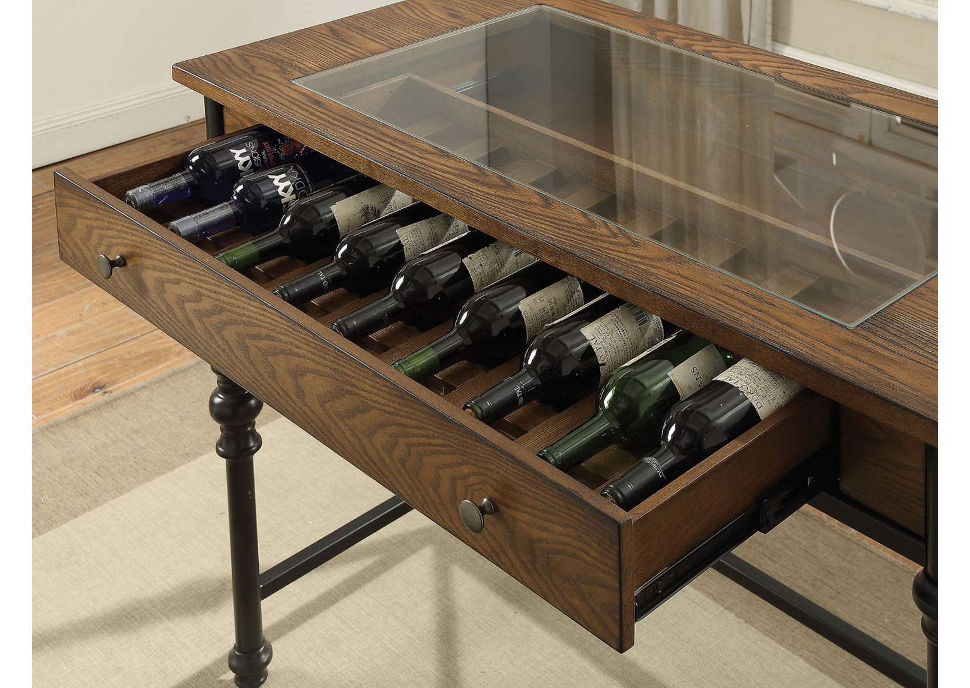Jalisa Counter Height Table, Walnut and Black - 1 Set in 2 Cartons image 1