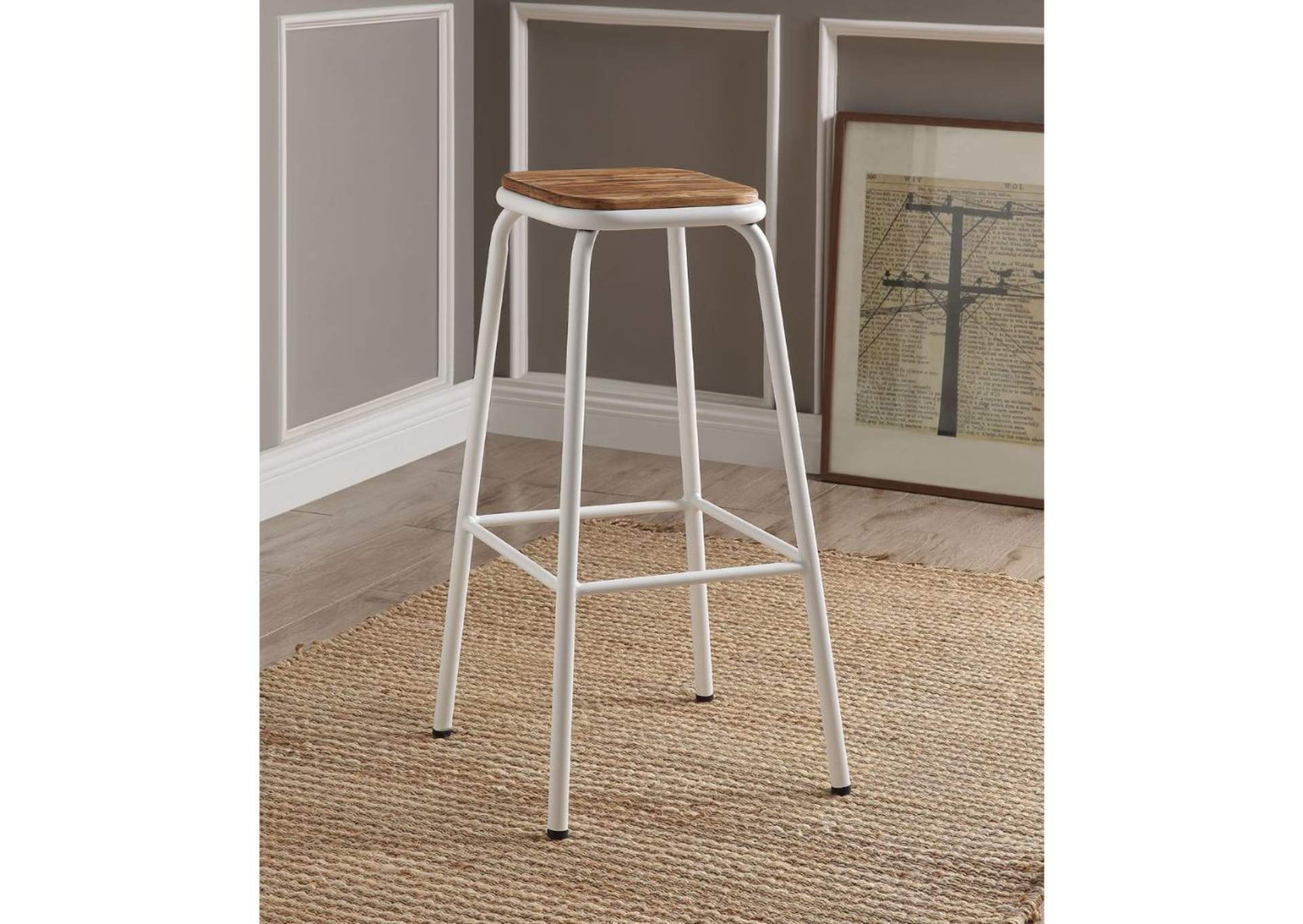Scarus Bar Stool - Set of 2, Natural and White, 30" Seat Height image 1