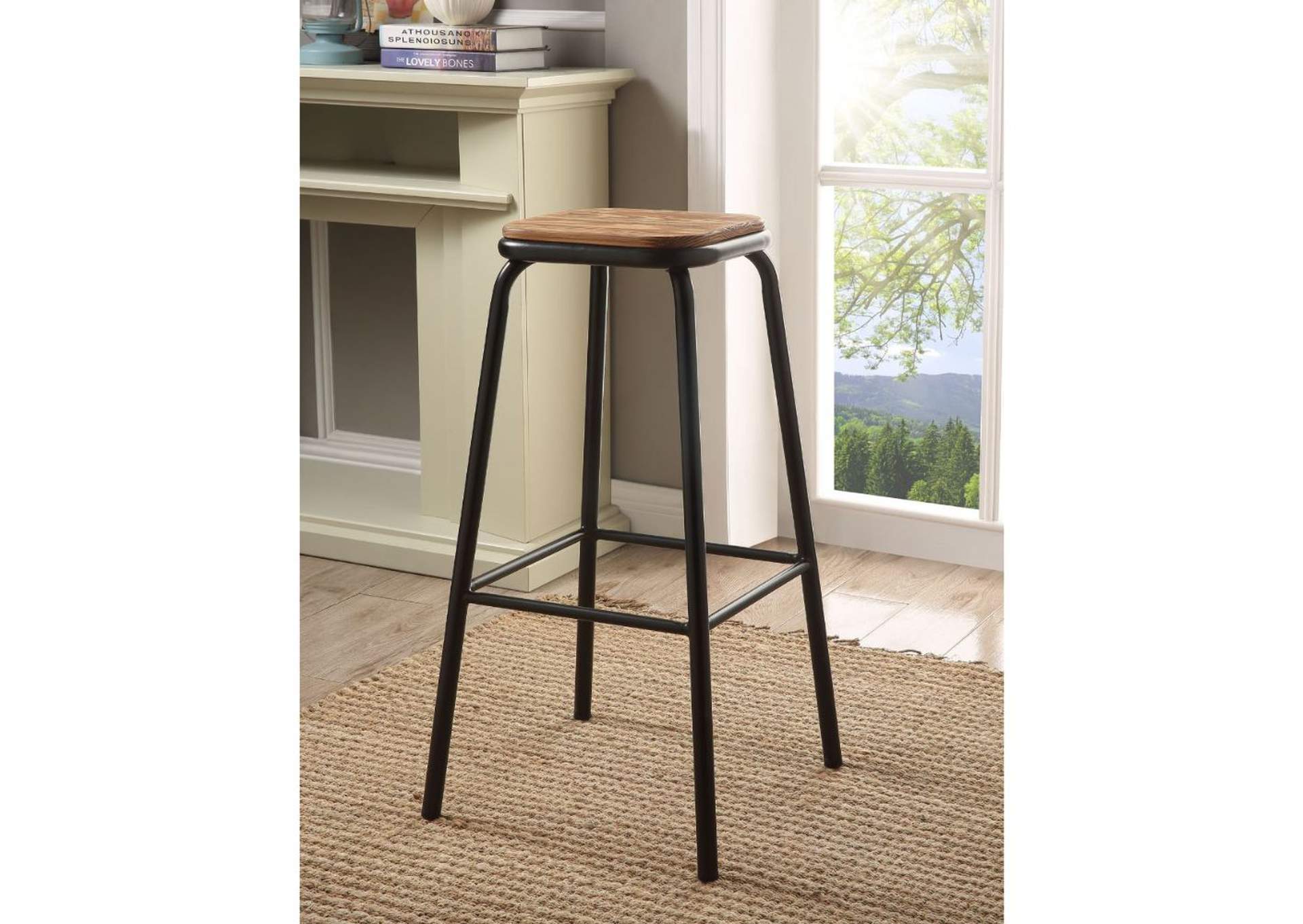 Scarus Bar Stool - Set of 2, Natural and Black, 30" Seat Height image 1