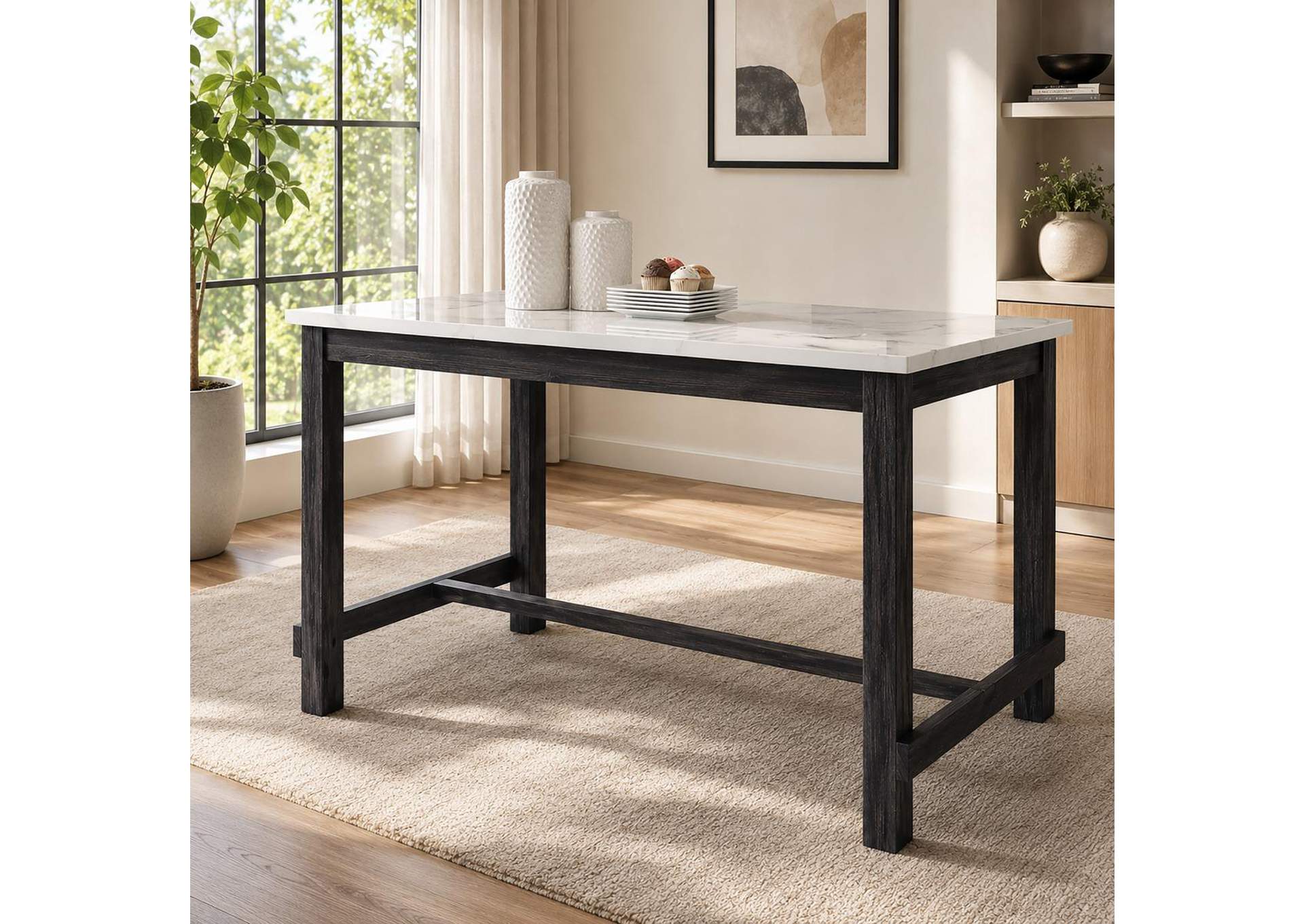 Yelena Counter Height Table with Marble Top image 7