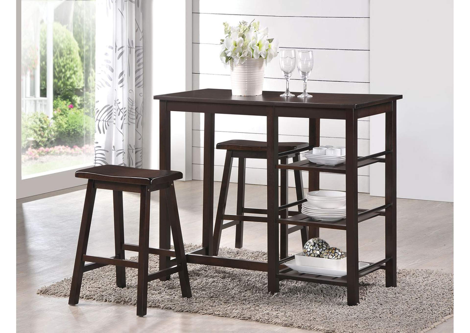 Nyssa 3 Pieces Pack Counter Height Set, Walnut image 1