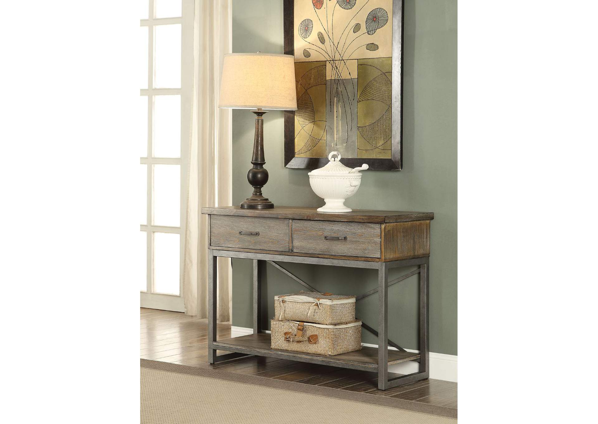 Lazarus Server, Weathered Oak and Antique Silver image 1