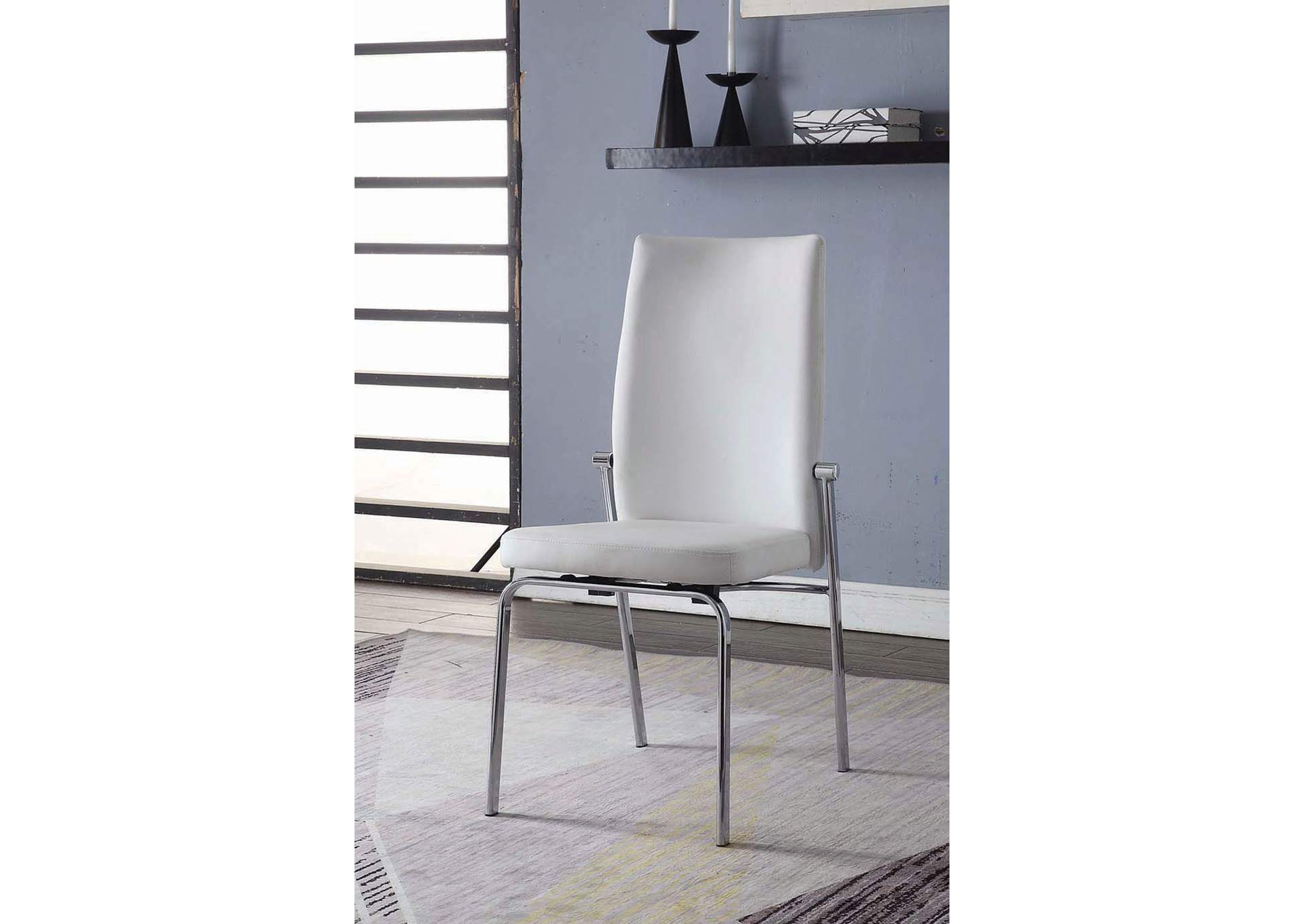 Osias Side Chair - Set of 2, White Pu and Chrome image 1