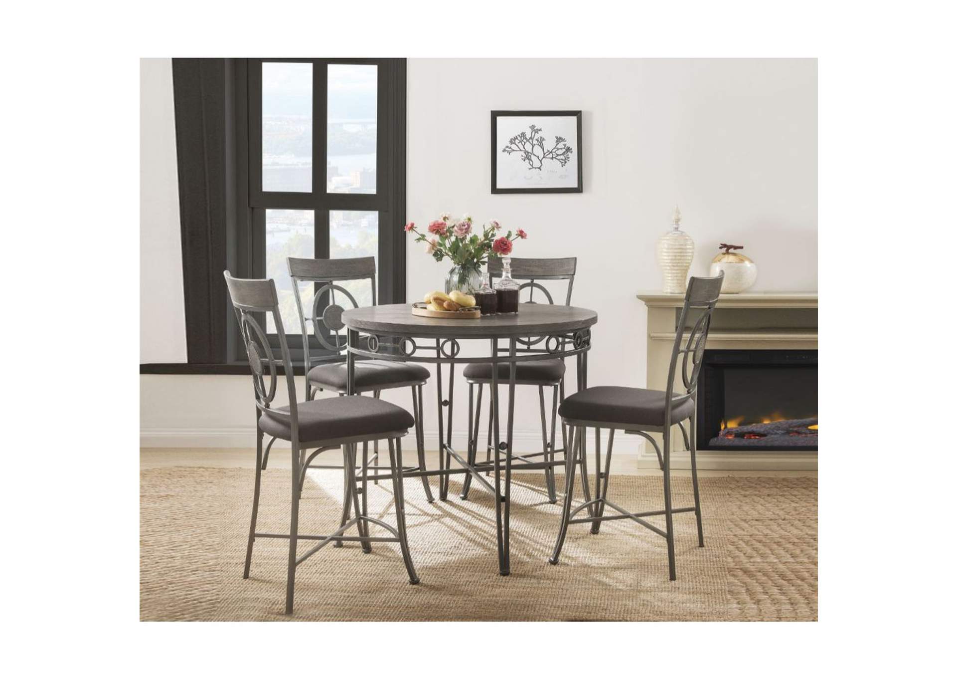 Landis Counter Height Table, Oak and Gunmetal image 1