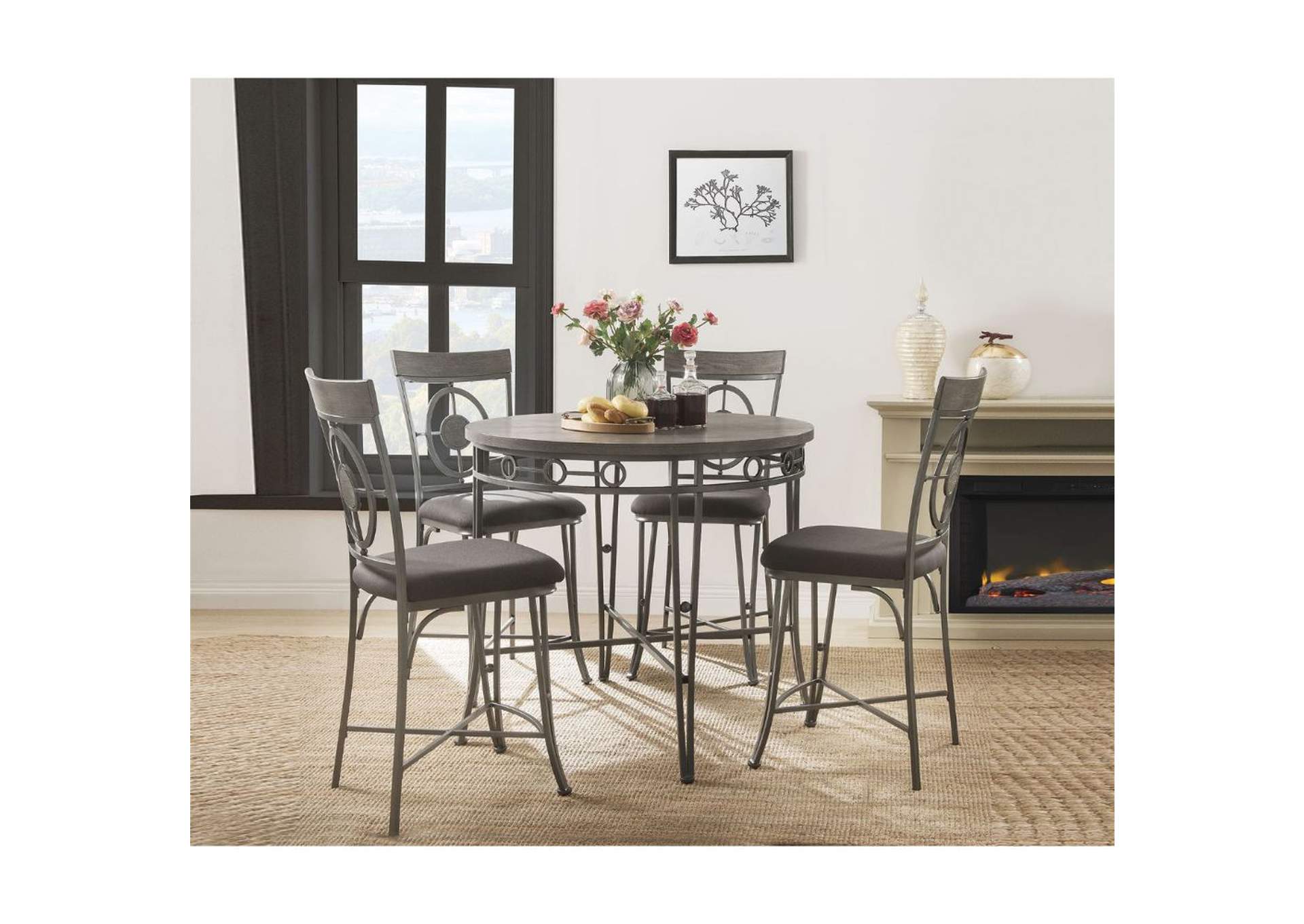 Landis Counter Height Table, Oak and Gunmetal image 3