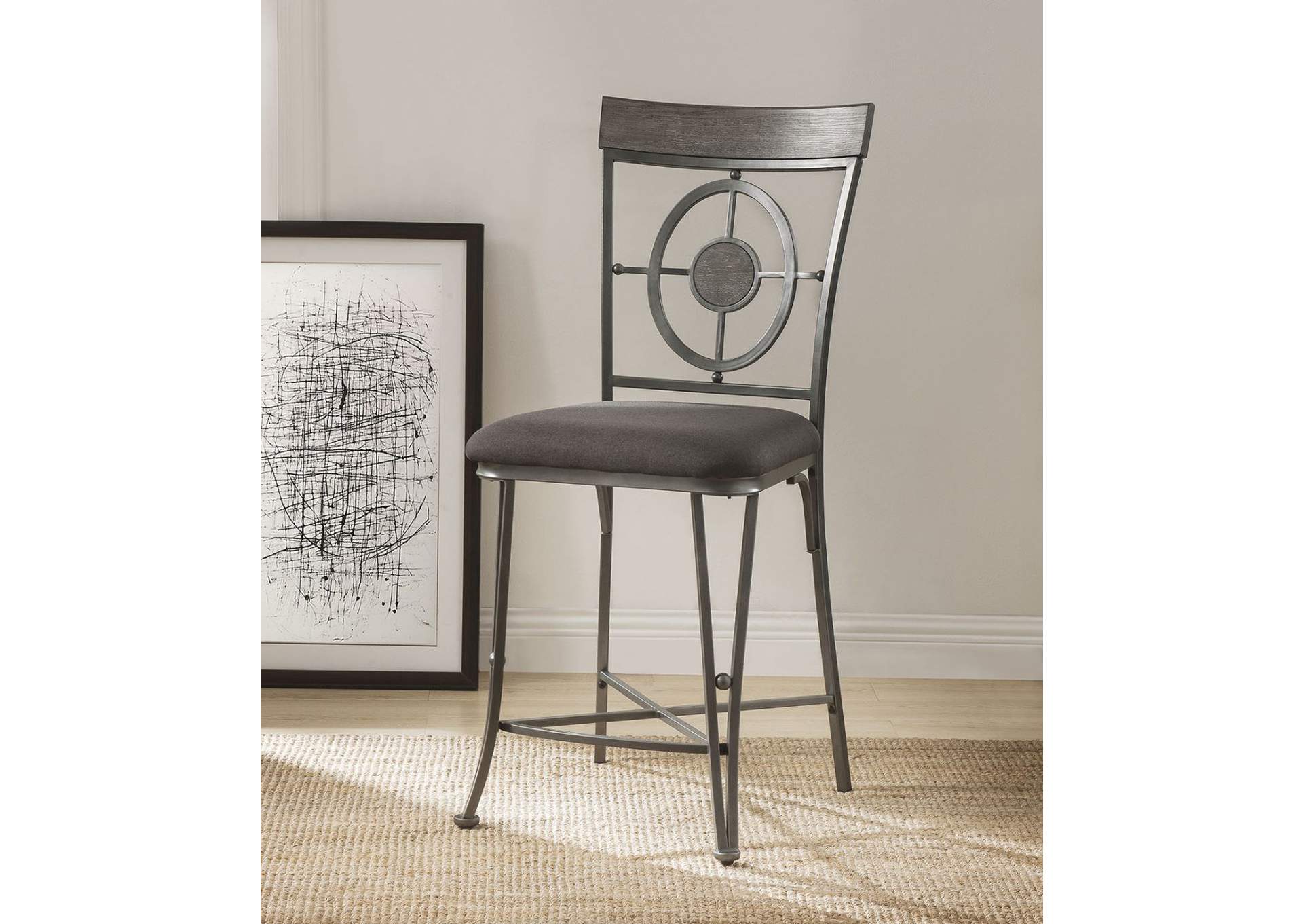 Landis Counter Height Chair - Set of 2, Fabric and Gunmetal image 1
