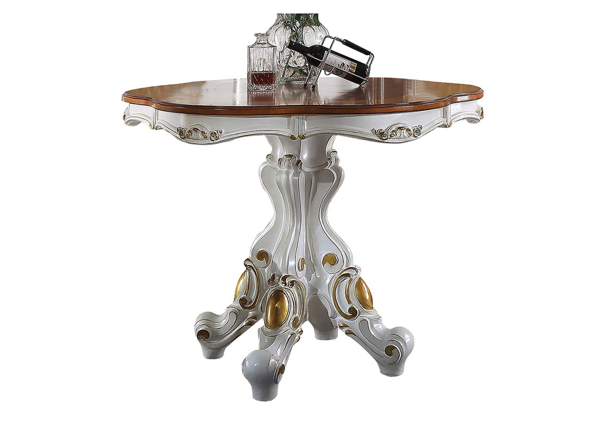Picardy Counter Height Table - 78210 - Traditional, Vintage - Wood - Rbw, Wood Veneer - Cherry, Poly-Resin - Fiberglass - Antique Pearl and Cherry Oak