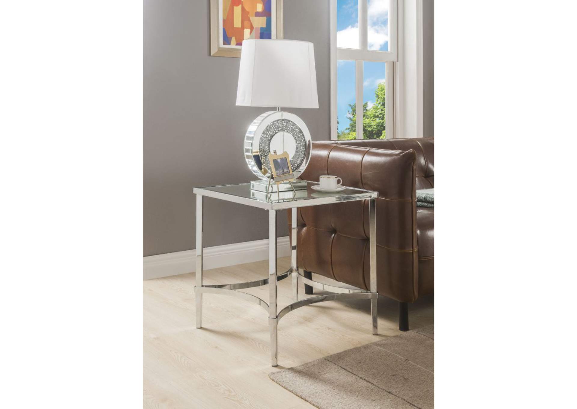 Petunia End Table, Chrome and Mirror image 3