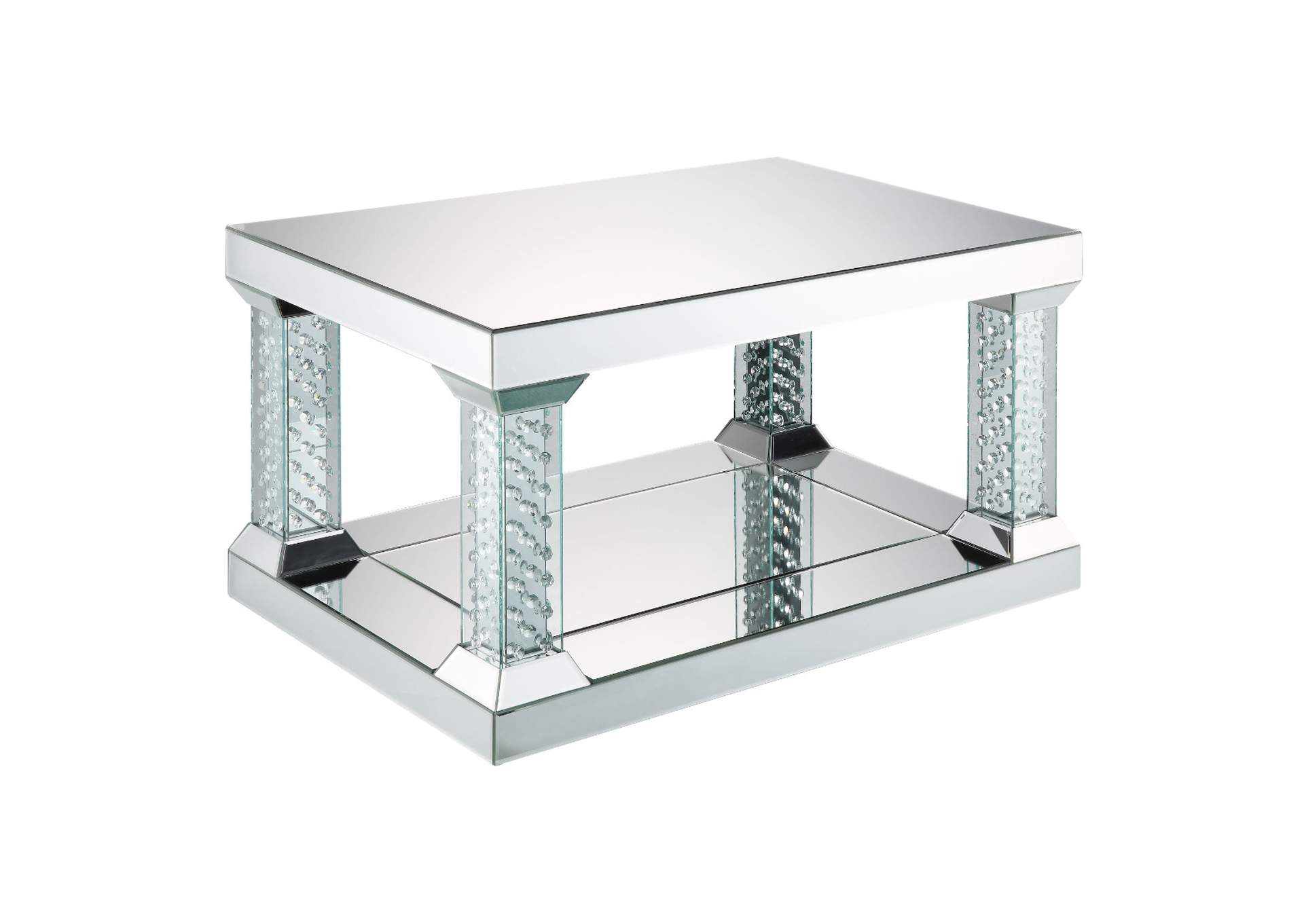 Nysa Coffee Table, Mirrored and Faux Crystals image 3