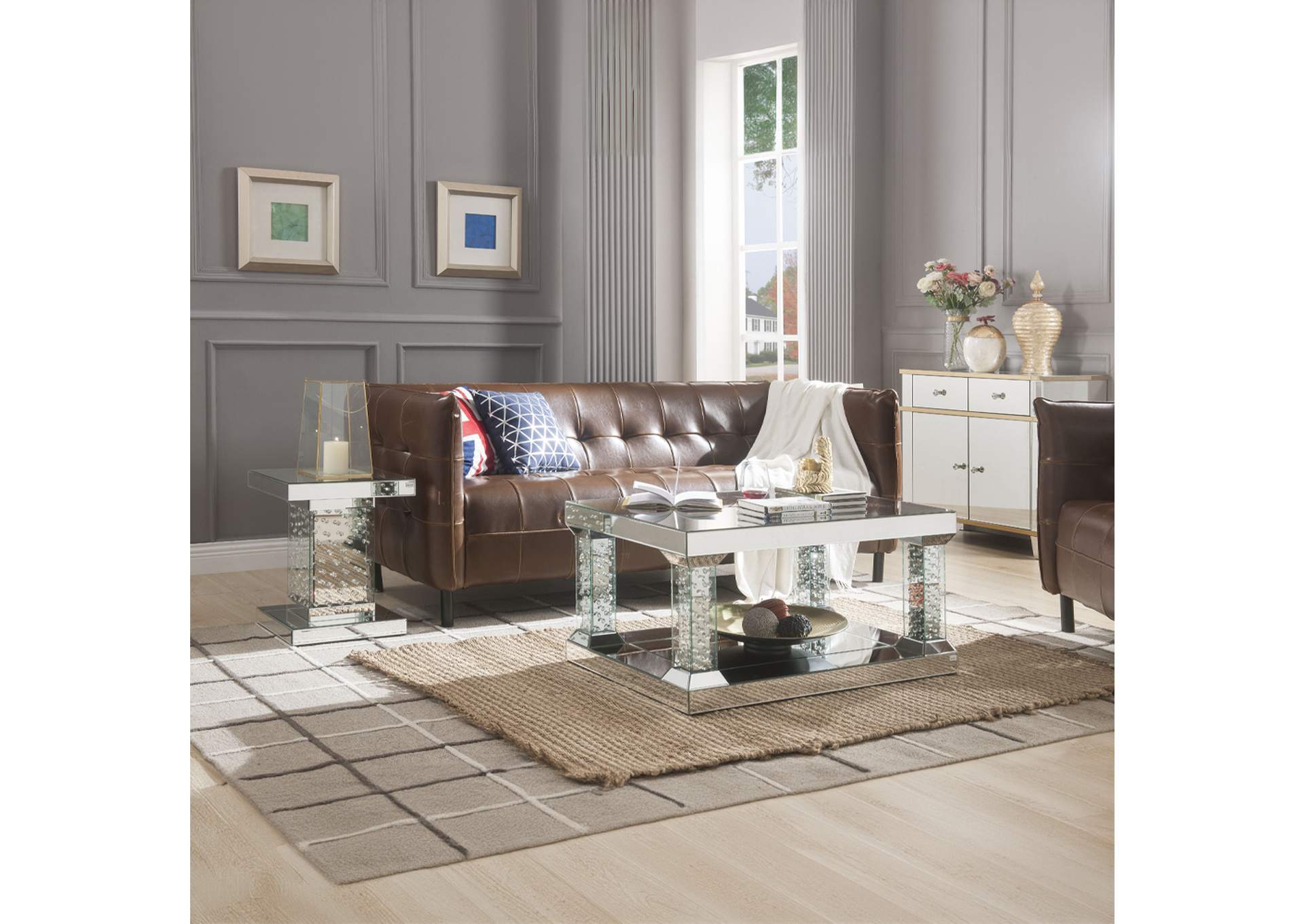 Nysa Coffee Table, Mirrored and Faux Crystals image 8