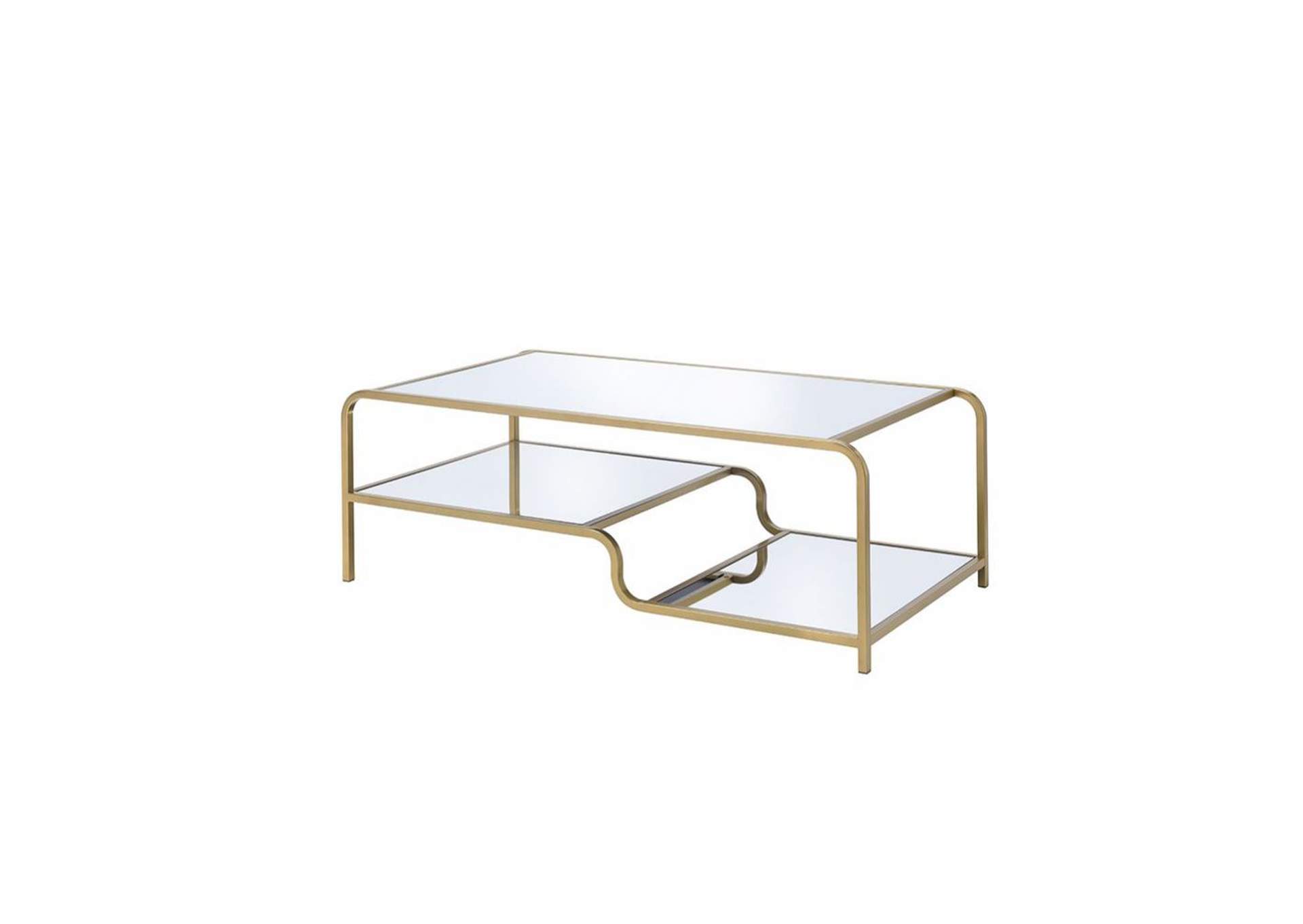 Astrid Coffee Table, Gold and Mirror