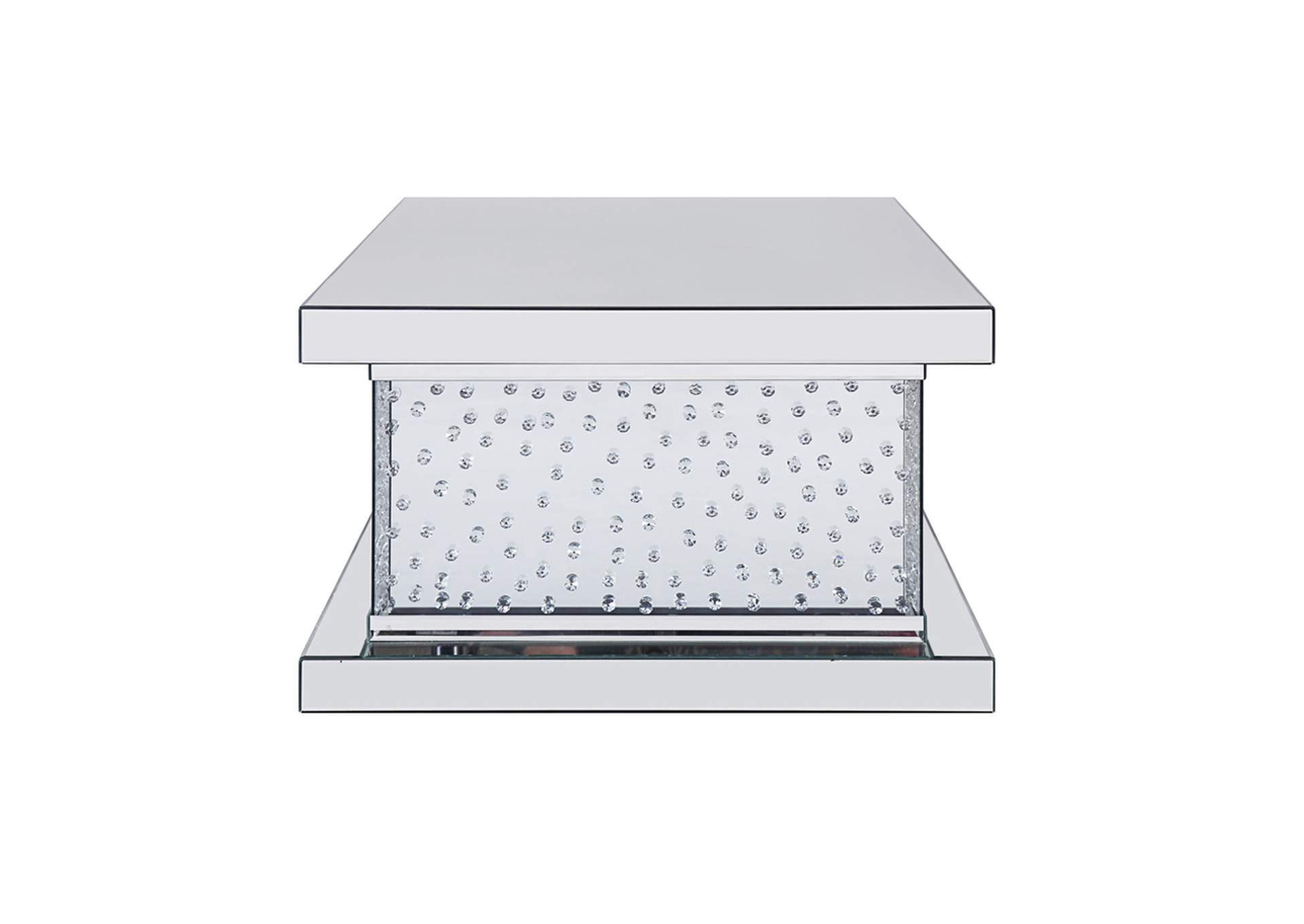 Nysa Coffee Table, Mirrored and Faux Crystals