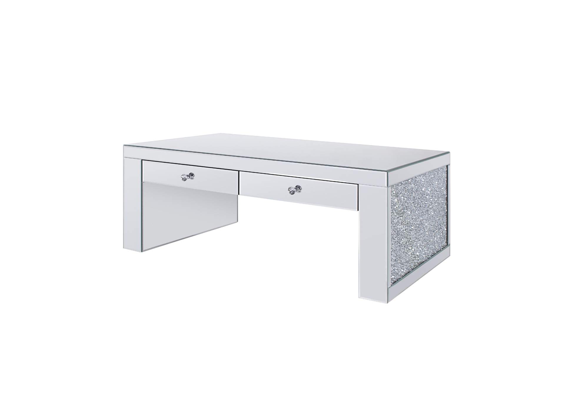 Noralie Coffee Table, Mirrored and Faux Diamonds