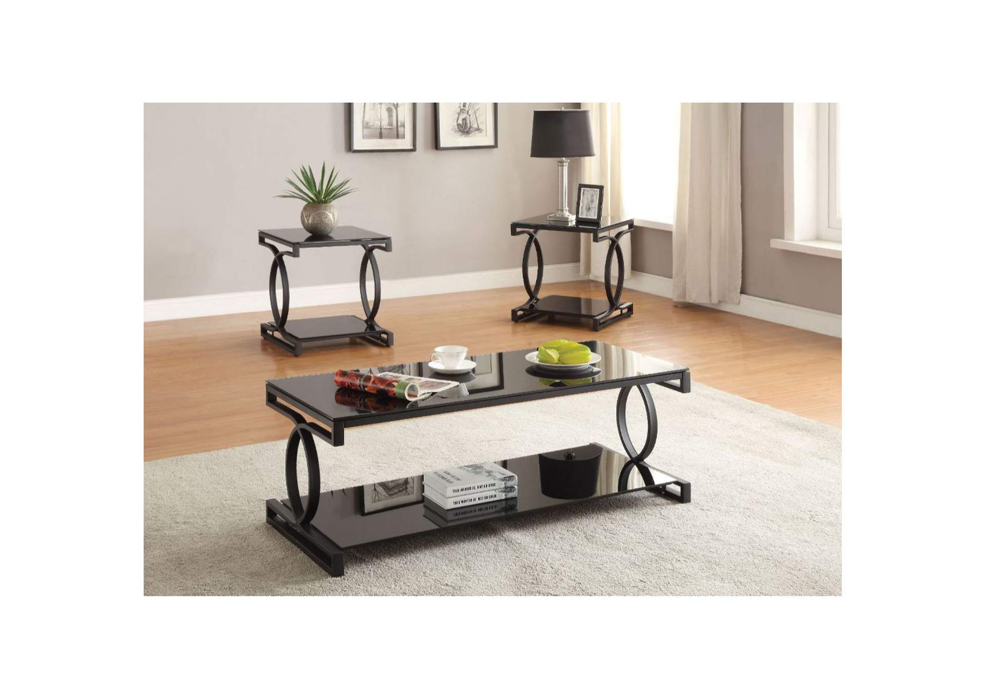 Milo Sandy Black & Black Glass Coffee Table