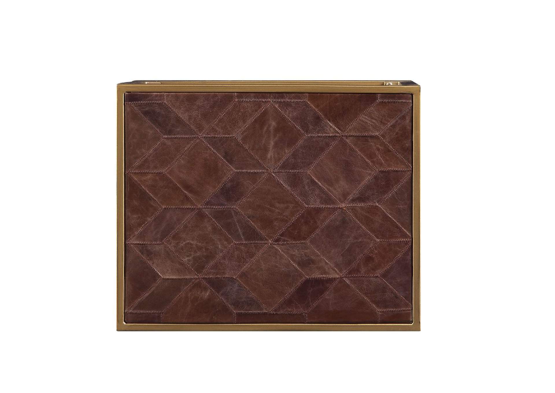 Genevieve End Table, Retro Brown Top Grain Leather