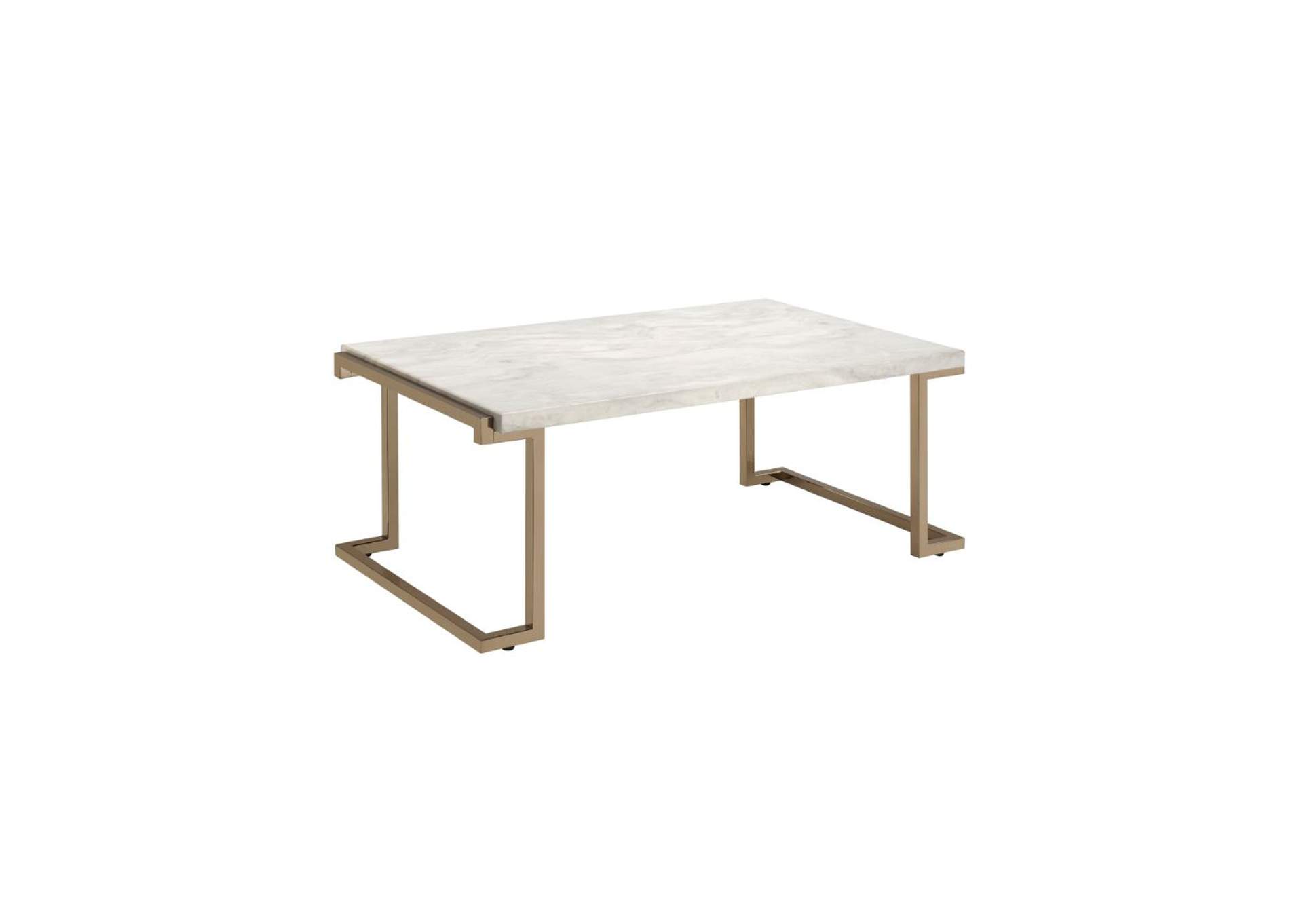 Boice Ii Coffee Table, Faux Marble and Champagne image 1