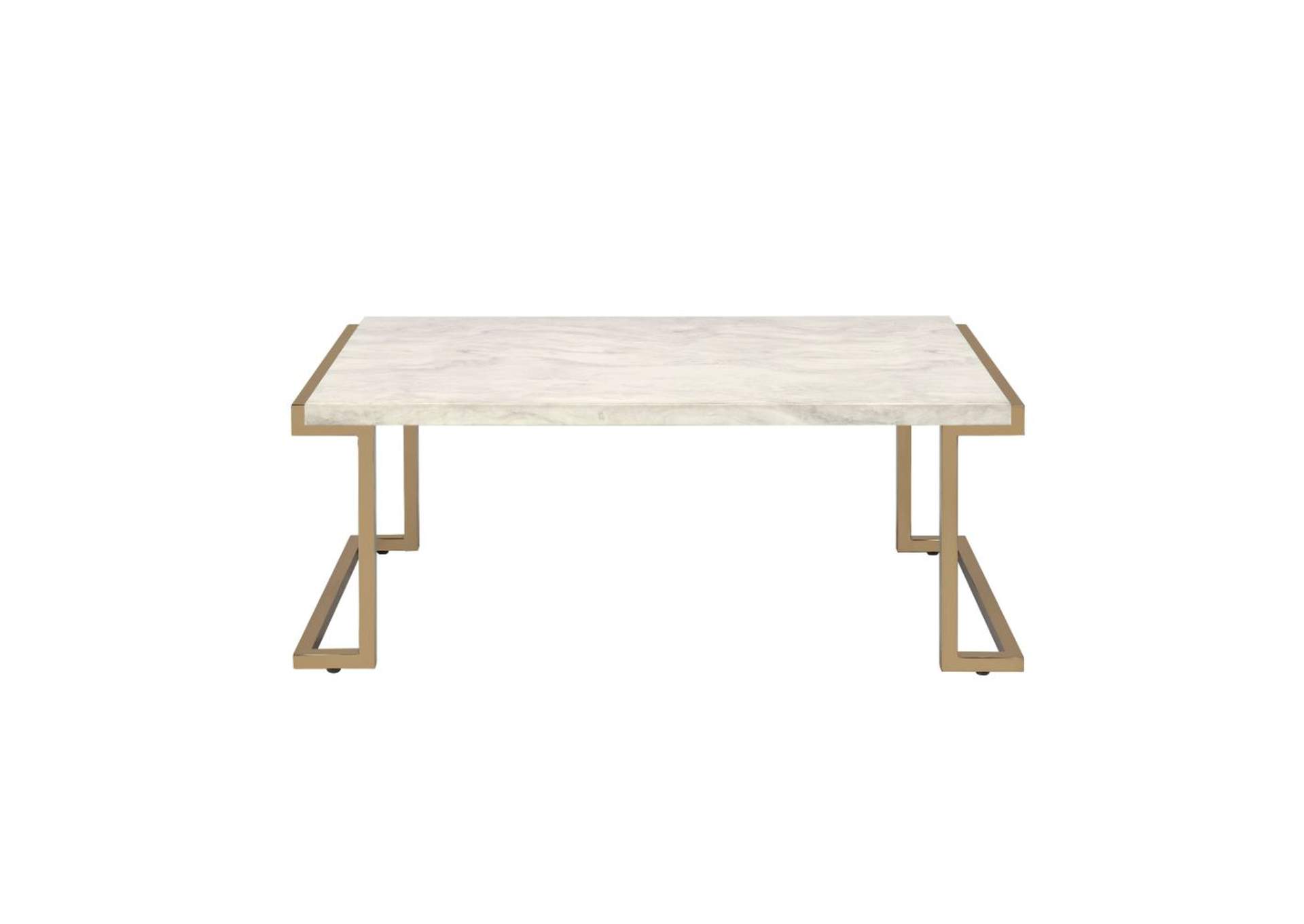 Boice Ii Coffee Table, Faux Marble and Champagne image 3