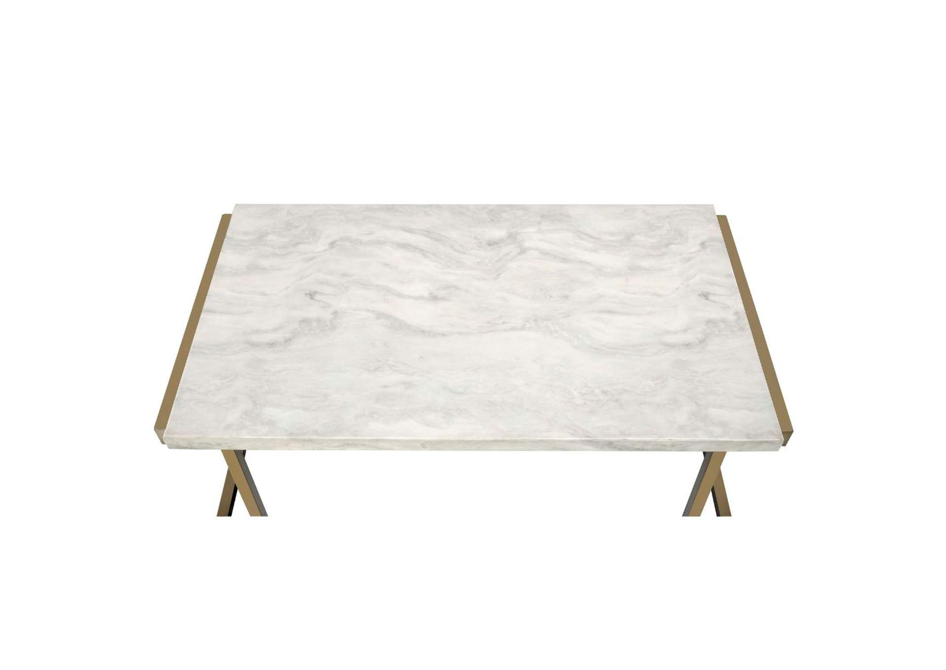 Boice Ii Coffee Table, Faux Marble and Champagne image 4