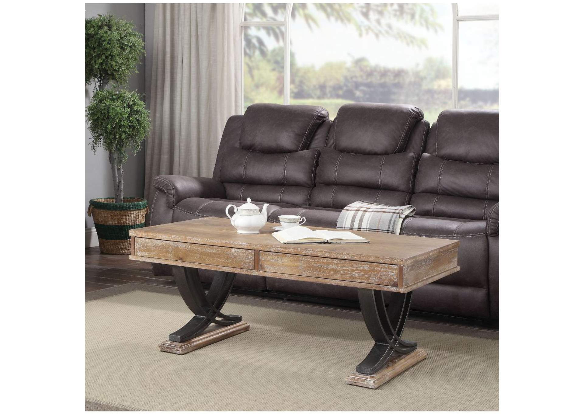 Pellio Coffee Table, Antique Oak and Black image 3