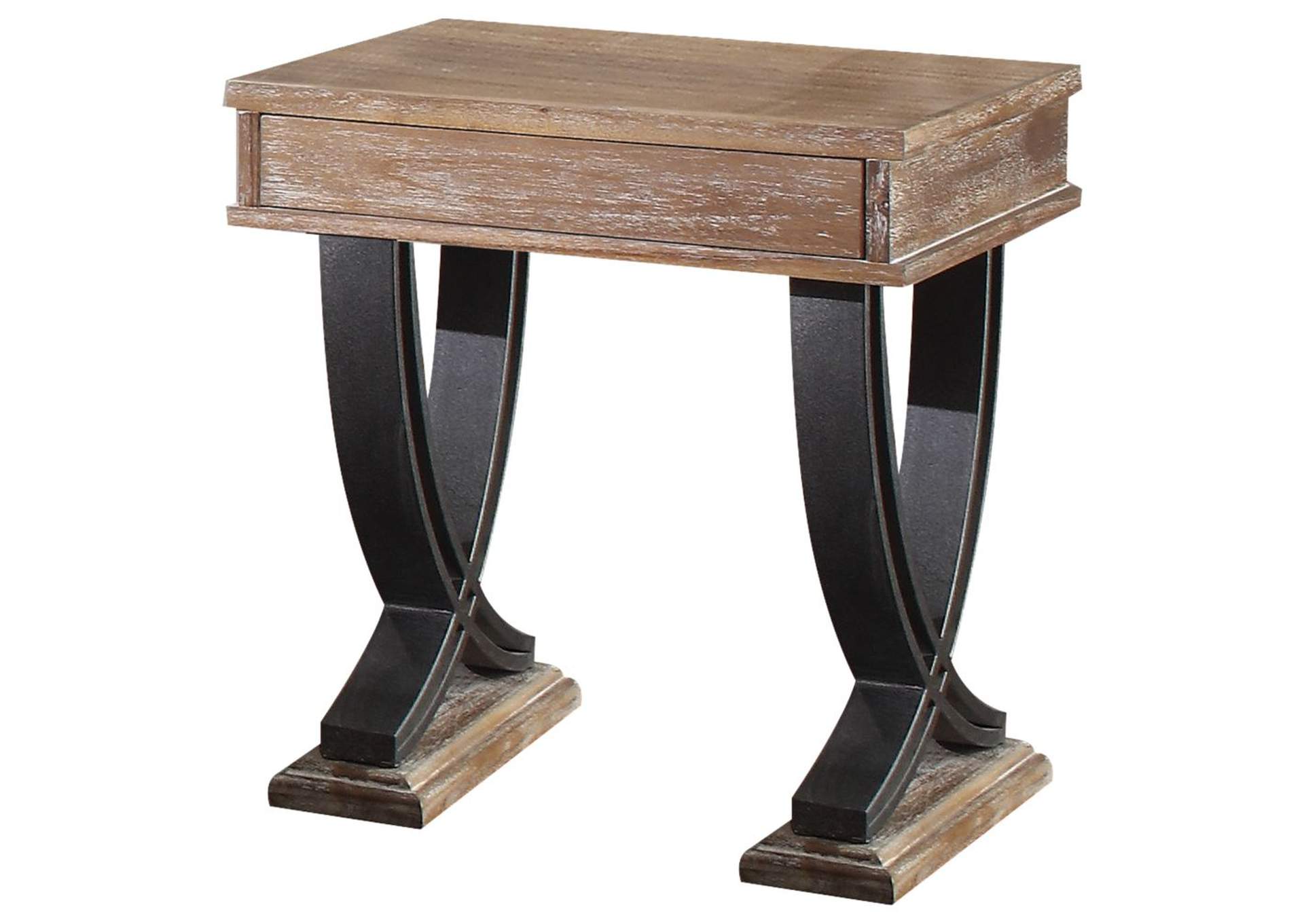 Pellio End Table, Antique Oak and Black image 1