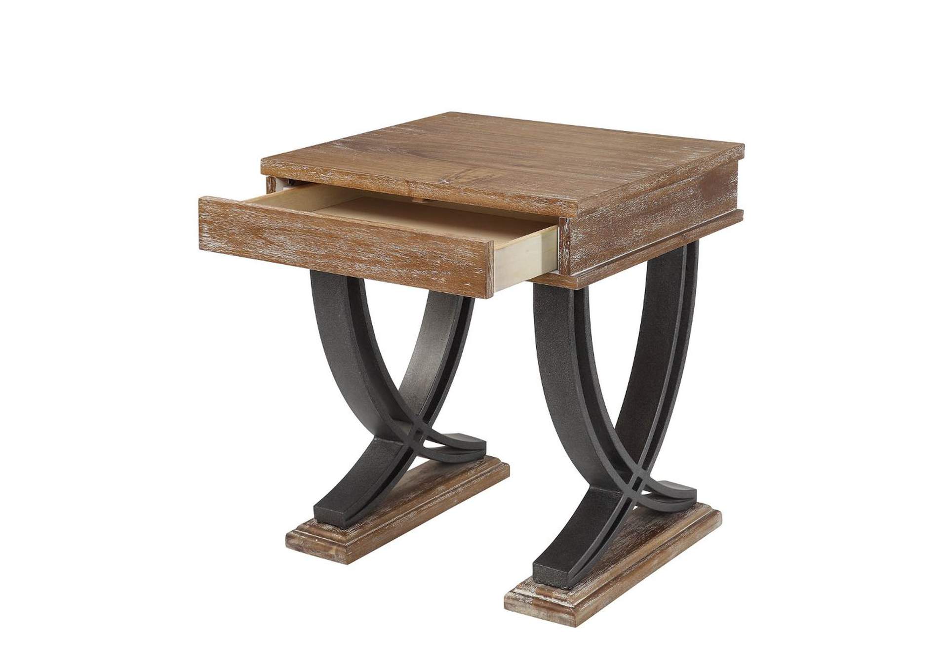 Pellio End Table, Antique Oak and Black image 4