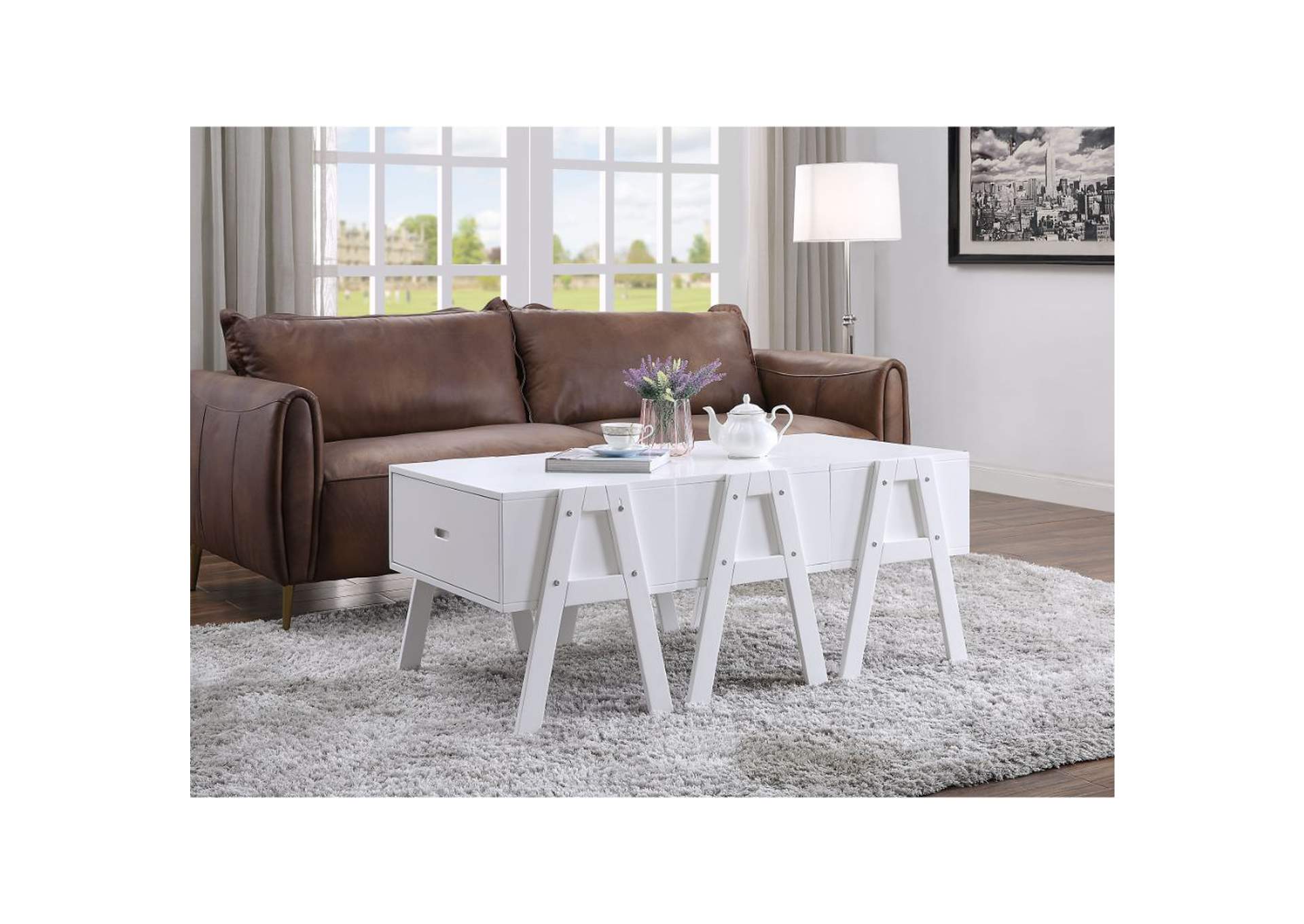Lonny Coffee Table - Convertible, White image 1