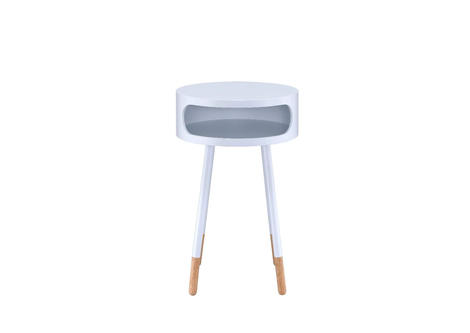 Sonria End Table, White and Natural