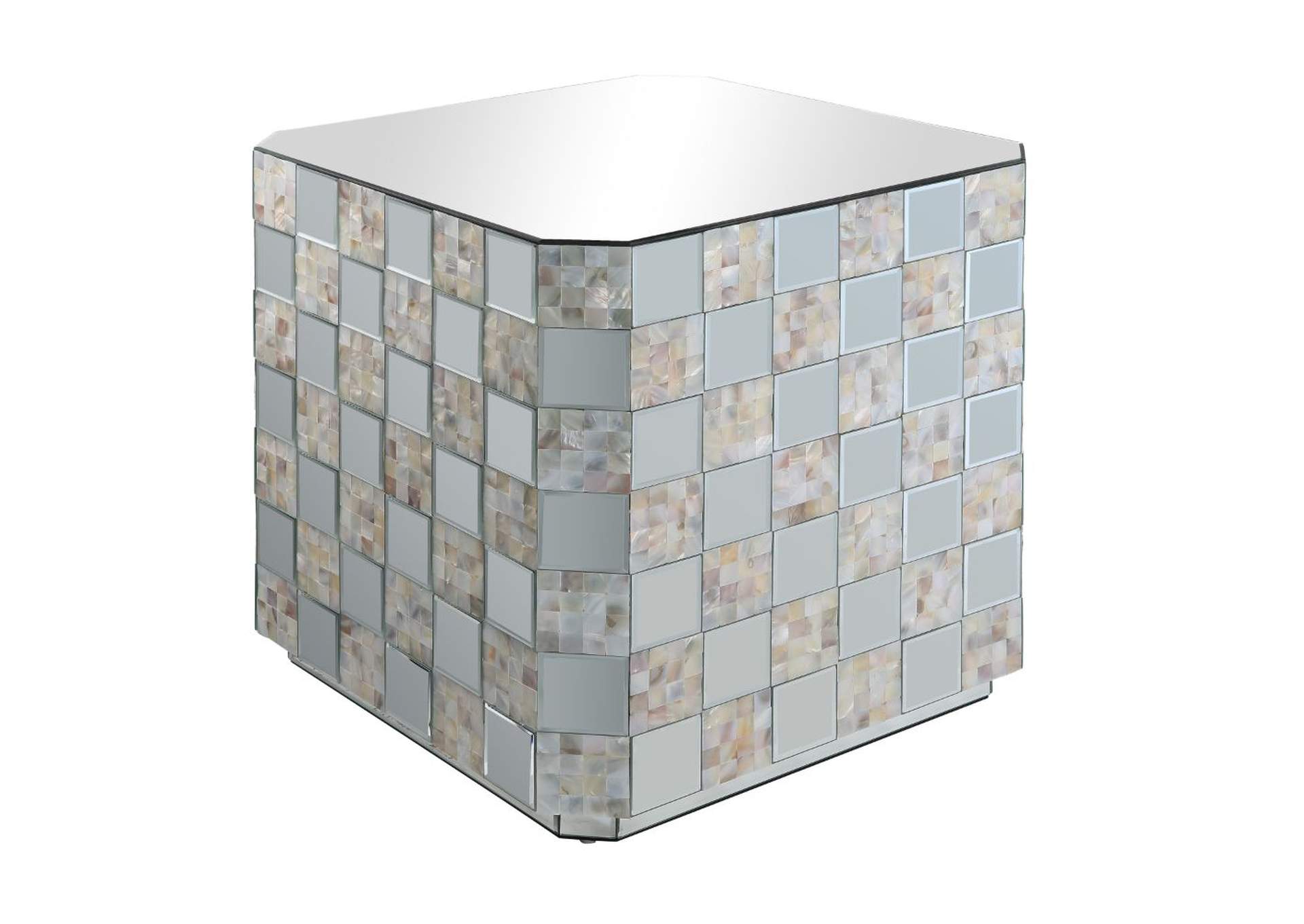 Nasa End Table, Mirrored and Mother of Pearl image 1