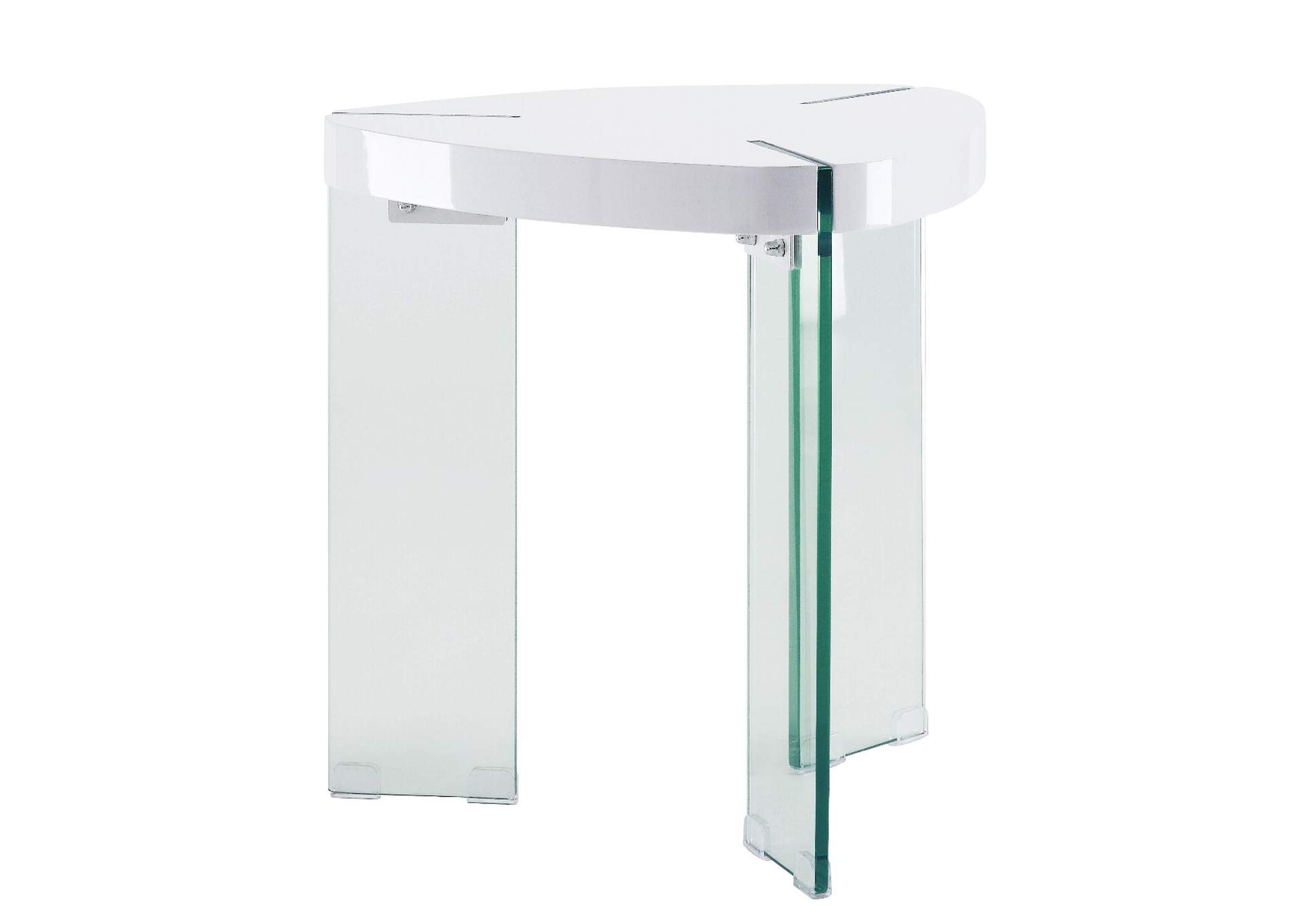 Noland End Table, White High Gloss and Clear Glass - 1 Set in 2 Cartons image 1